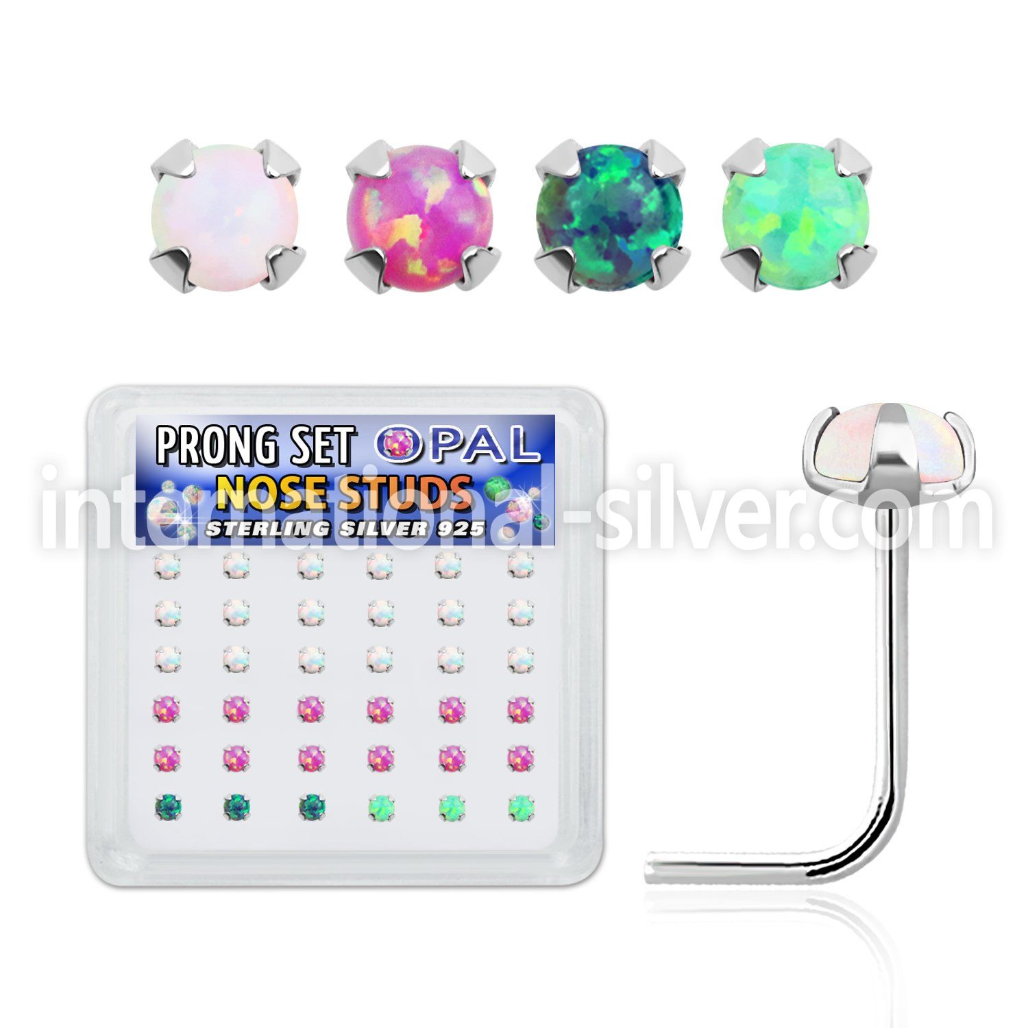 nspo25 l shape nose studs silver 925 nose