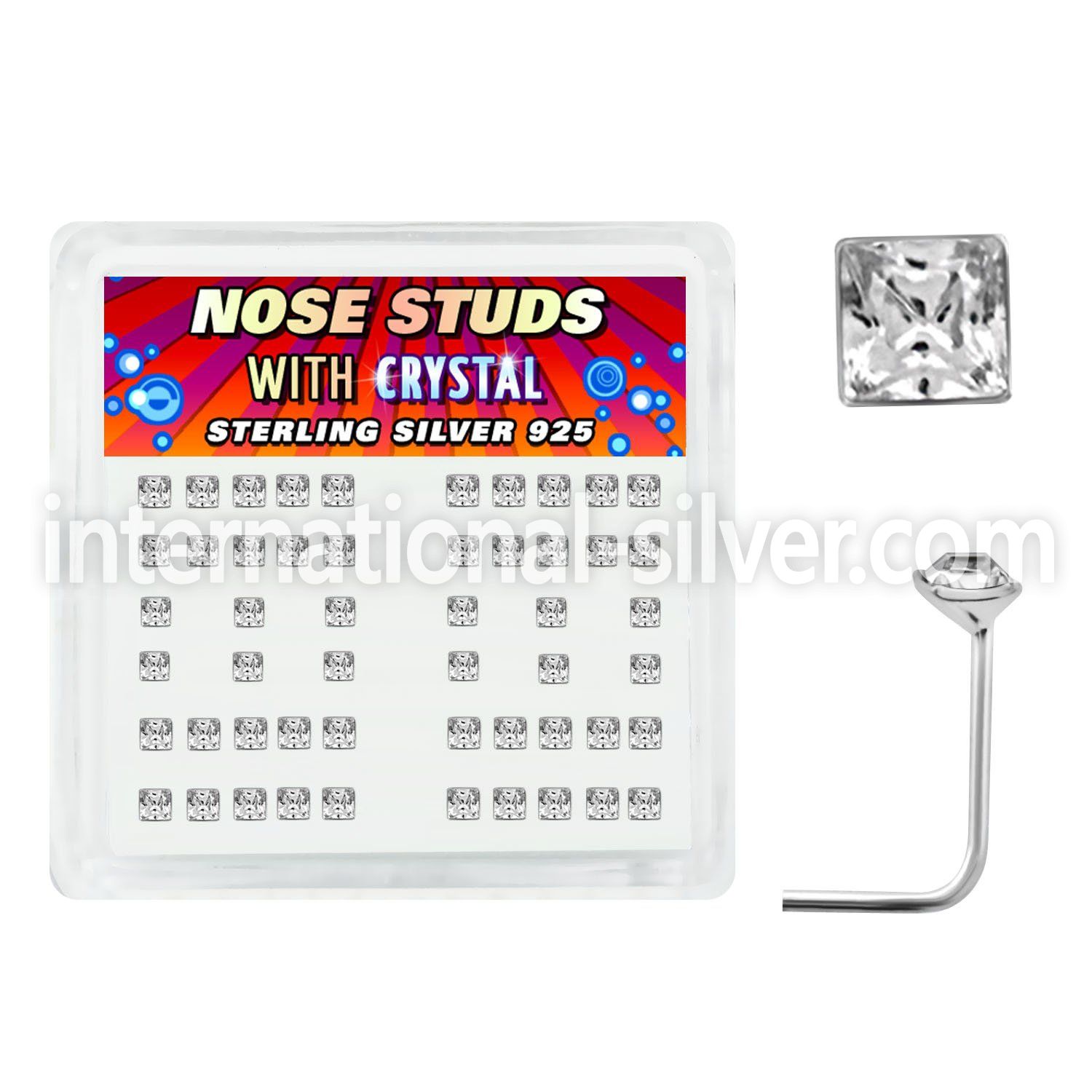 nssqbxc l shape nose studs silver 925 nose