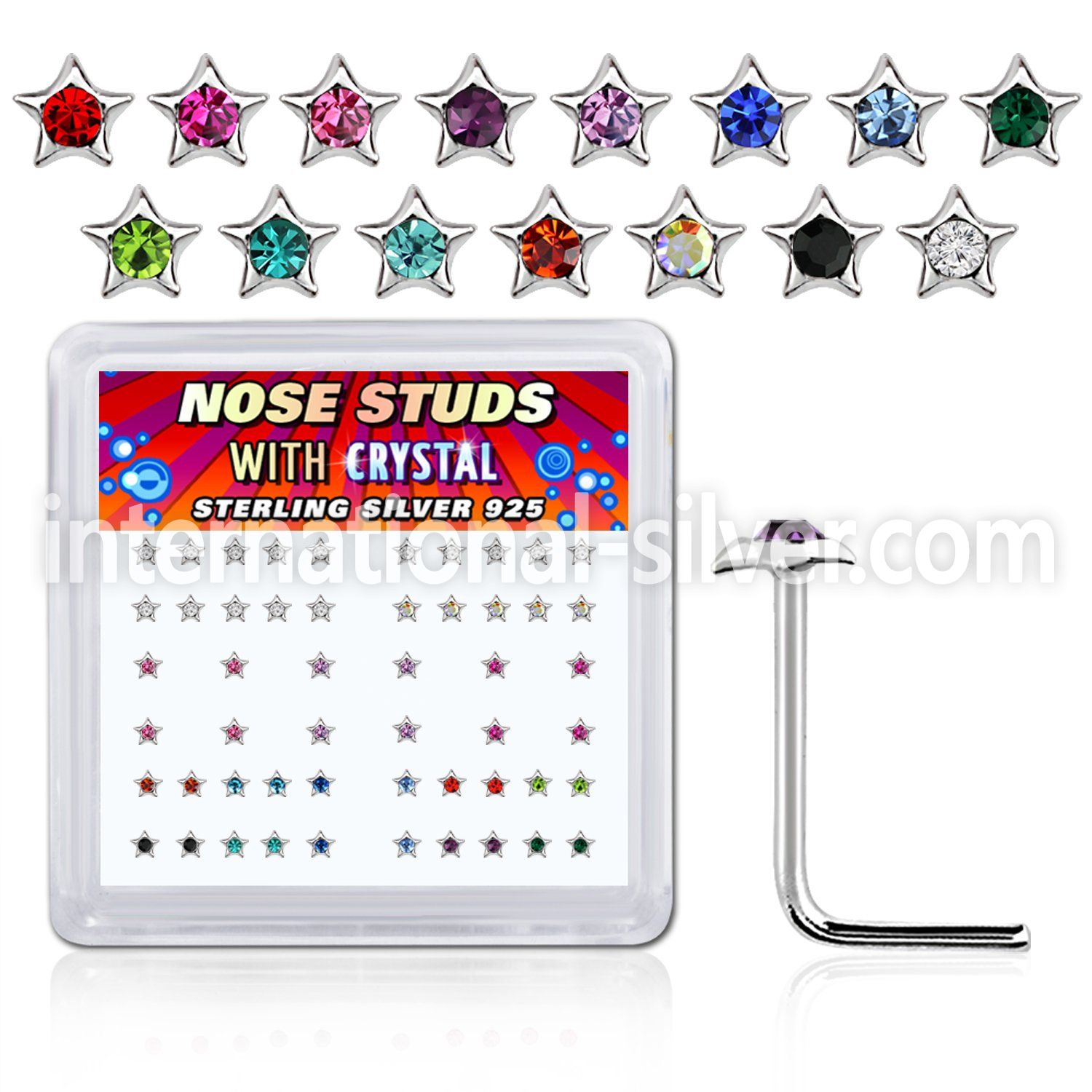nsstxm l shape nose studs silver 925 nose