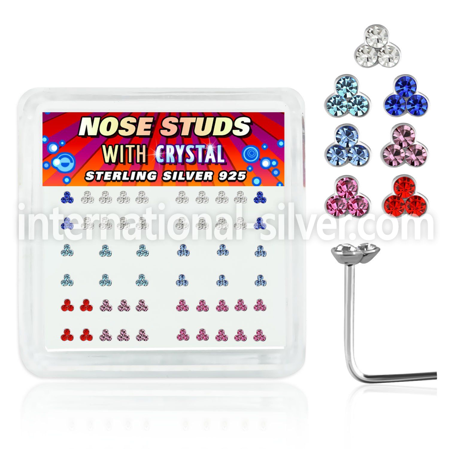 nstrm l shape nose studs silver 925 nose