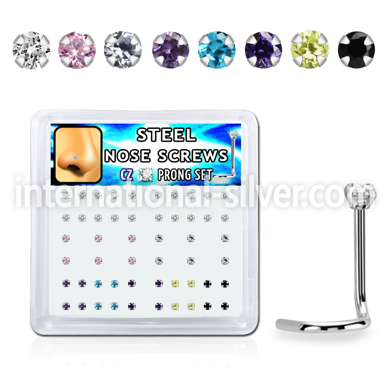 nswz2xm surgical steel nose screws and nose studs nose  piercing