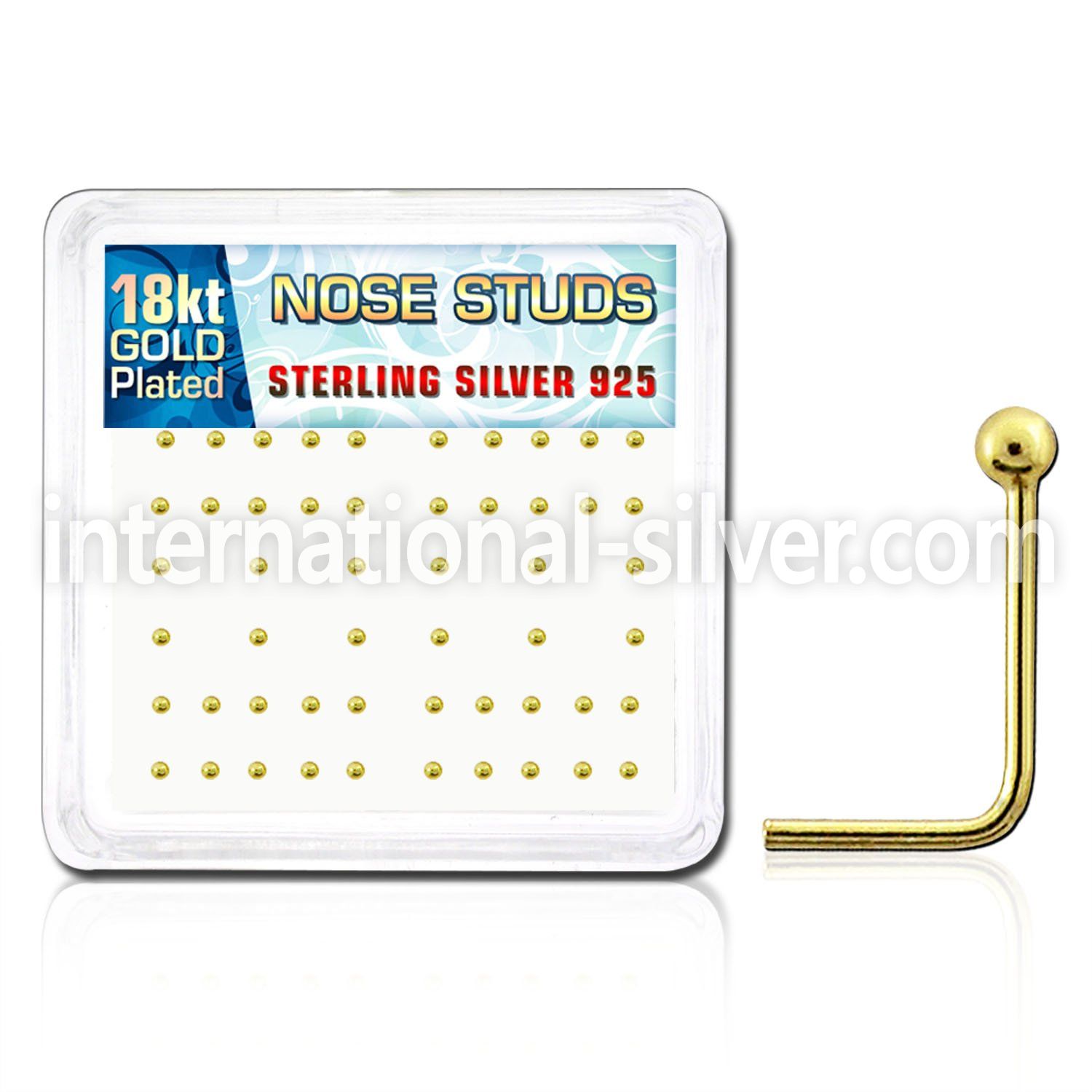 nsx18b l shape nose studs silver 925 nose