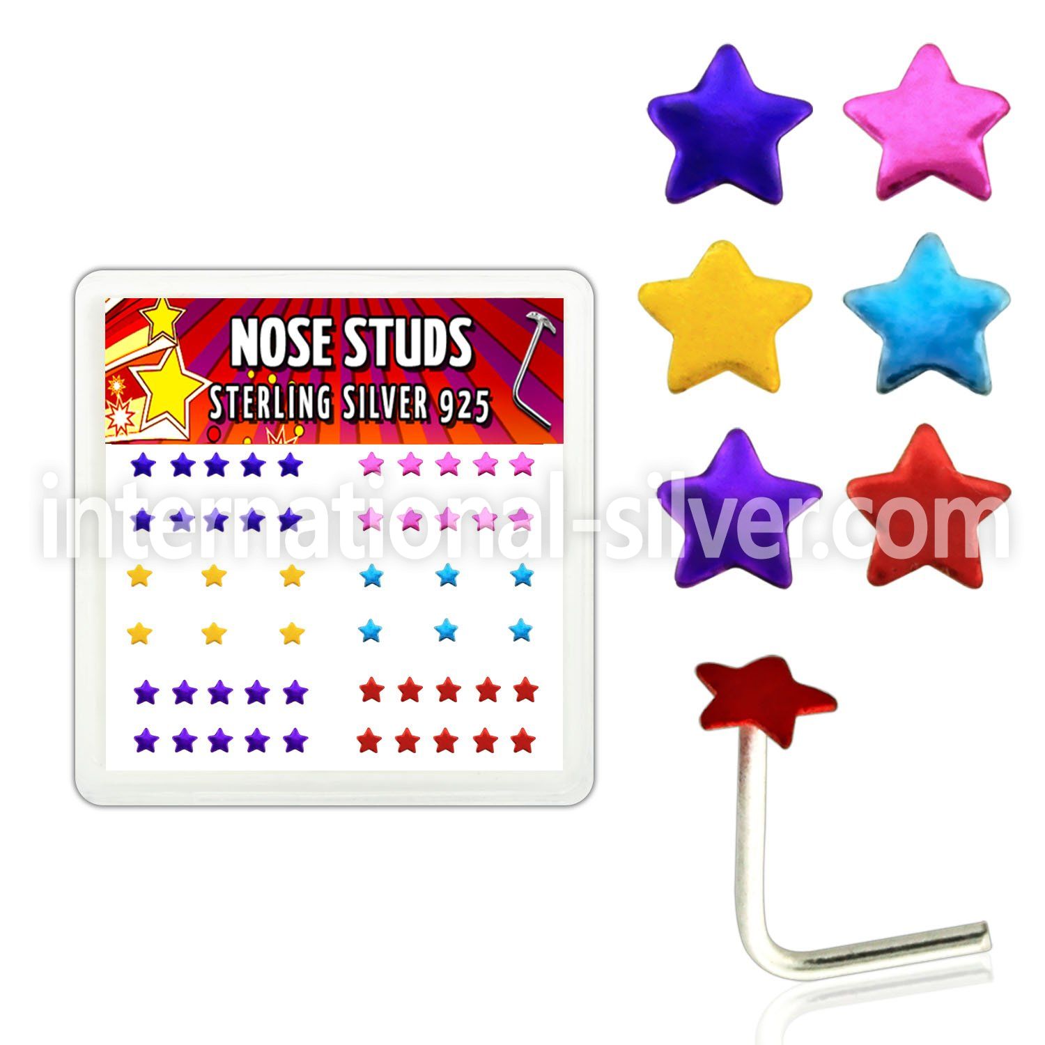 nsxsap l shape nose studs silver 925 nose