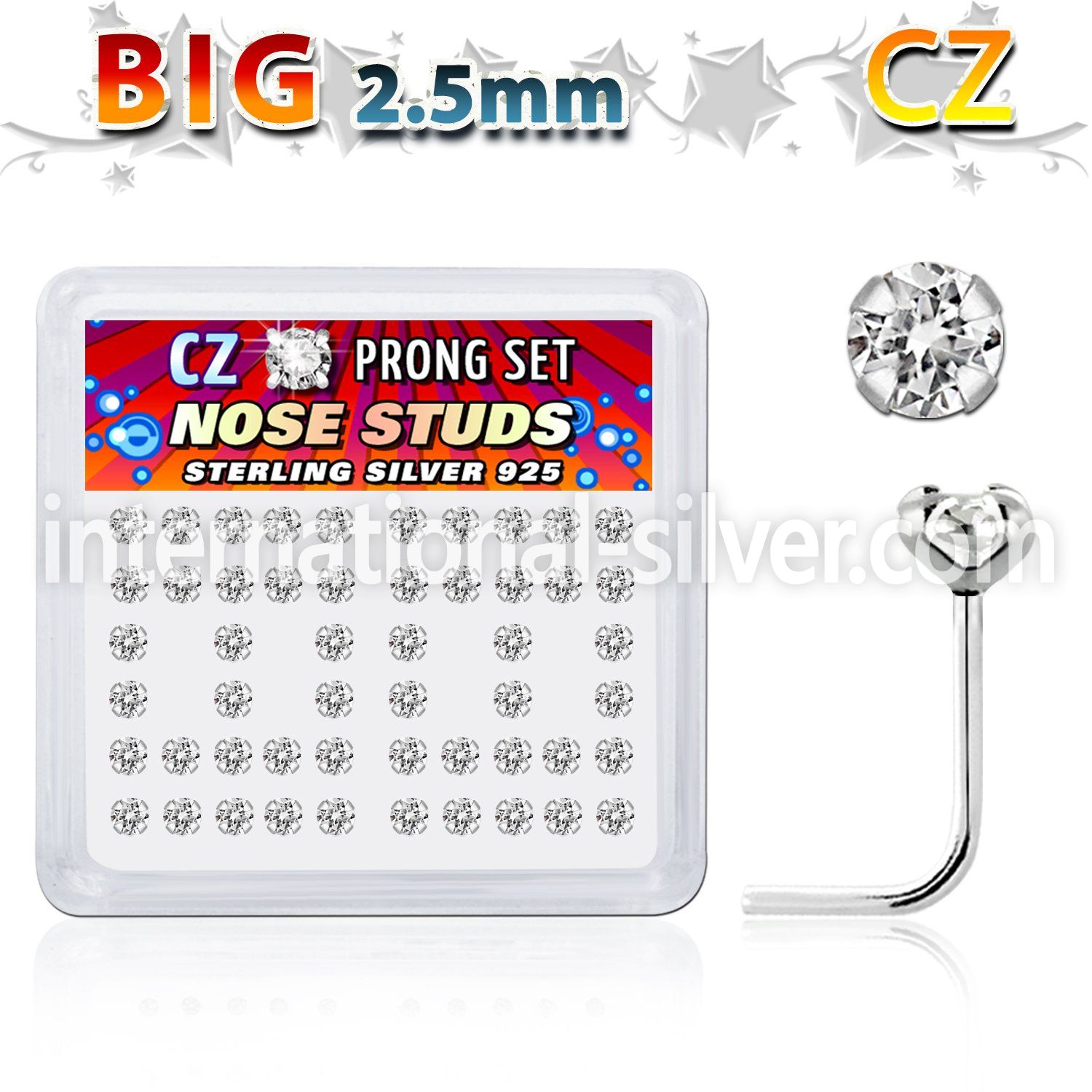 nszbc25 l shape nose studs silver 925 nose