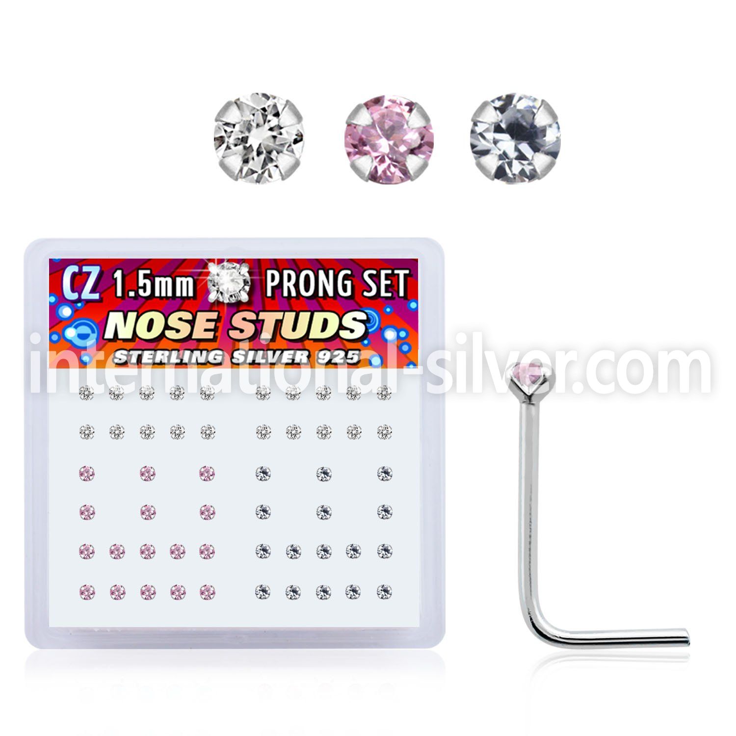 nszbm l shape nose studs silver 925 nose