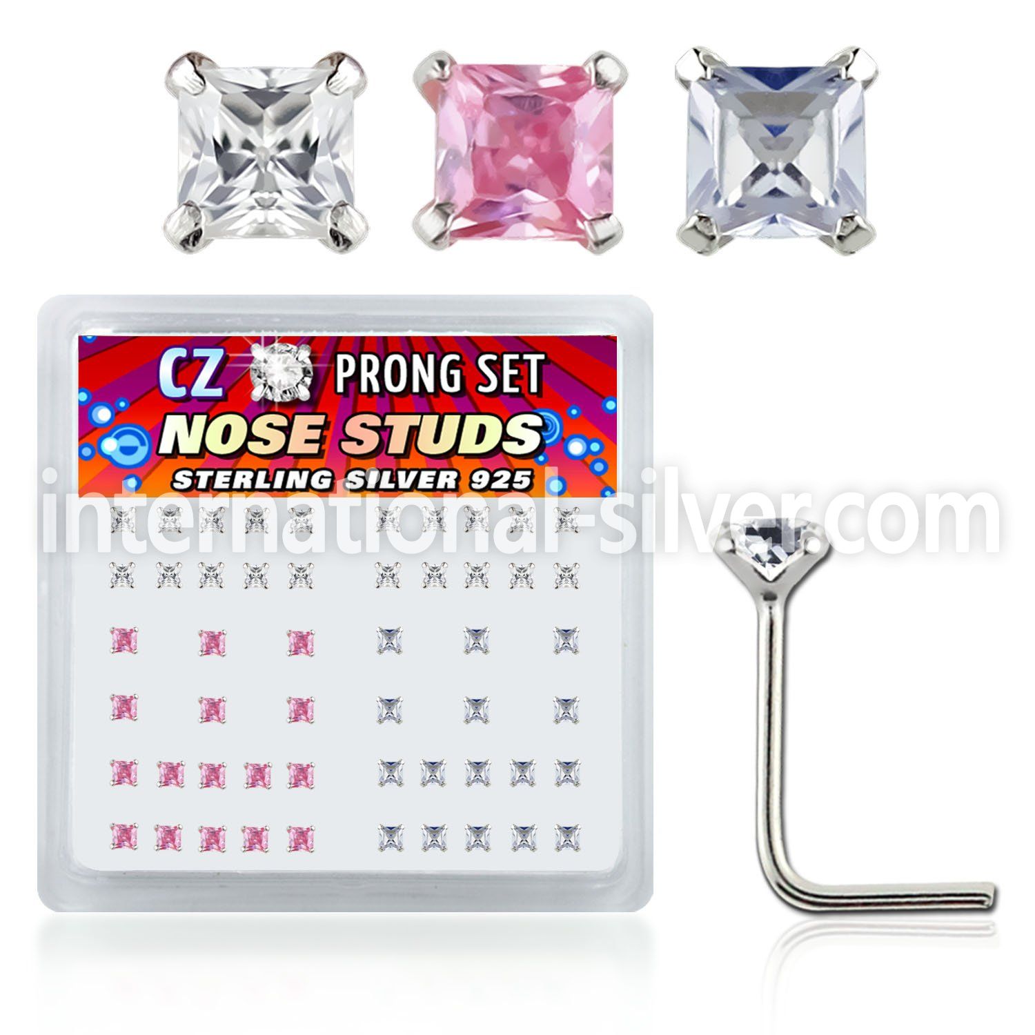 nszbqm l shape nose studs silver 925 nose
