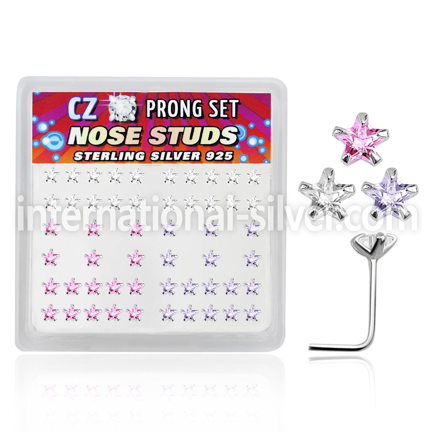 nszbsm l shape nose studs silver 925 nose