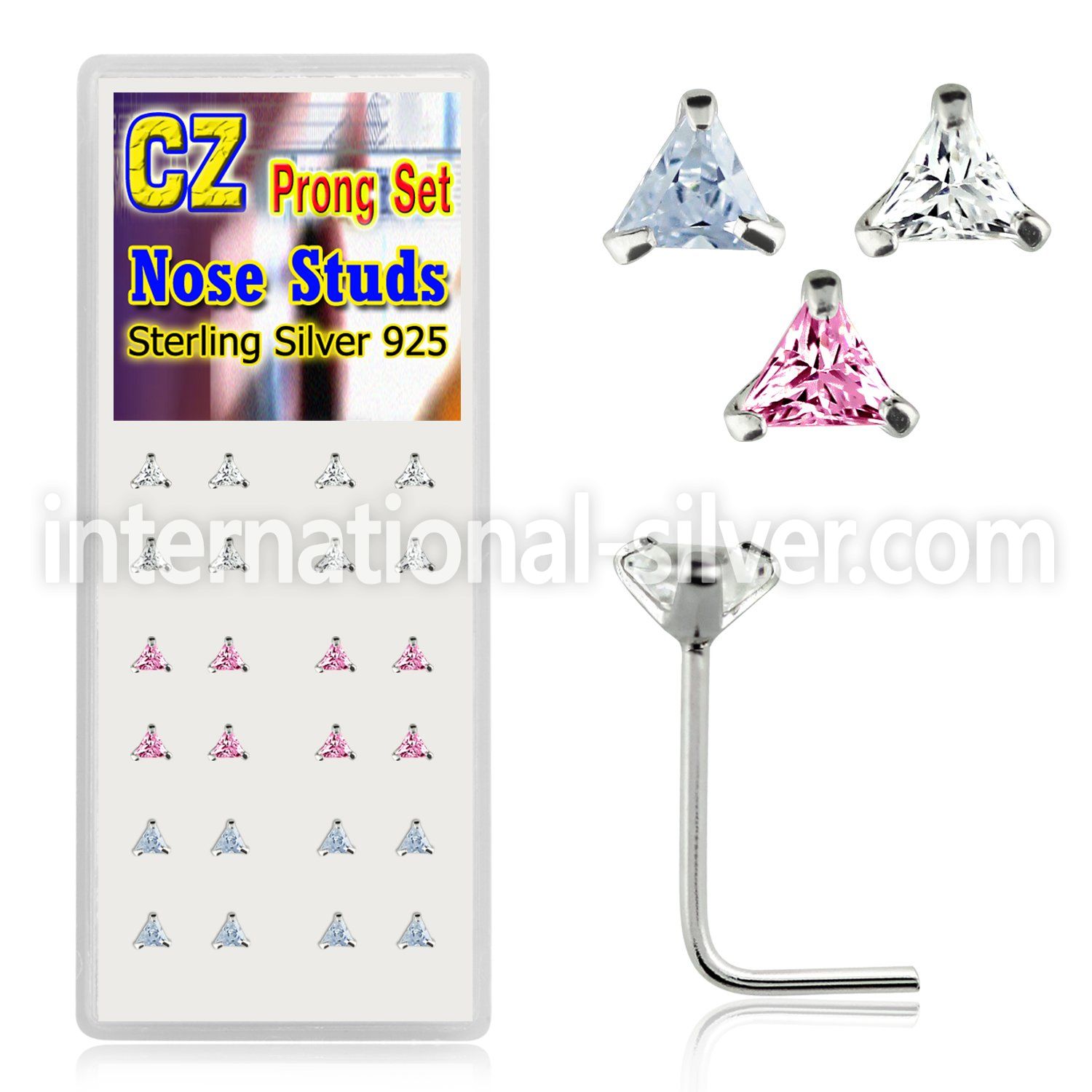 nsztrm l shape nose studs silver 925 nose