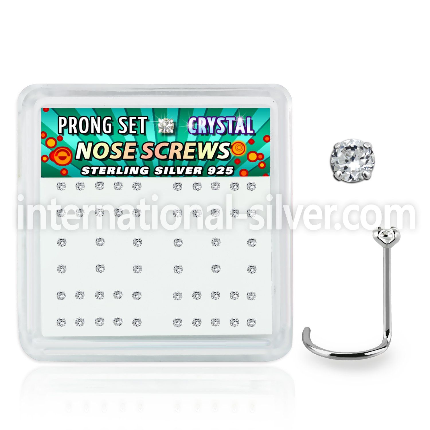 nwpbc box w 52 silver nose screws w set 1.5mm clear crystals
