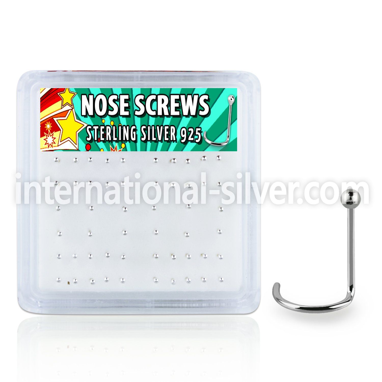 nwsvbx box w 52 silver nose screws w 1.5mm ball shaped top