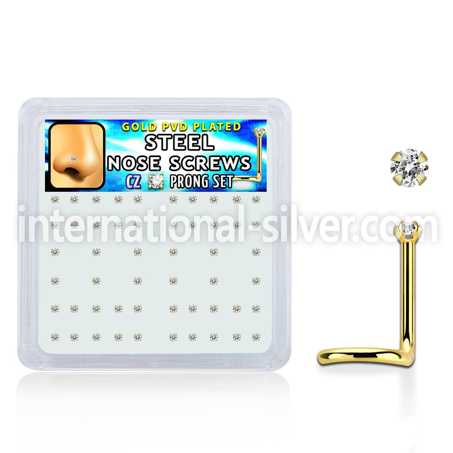 nwtz15xc box w gold plated steel nose screws w 1 5mm clear czs