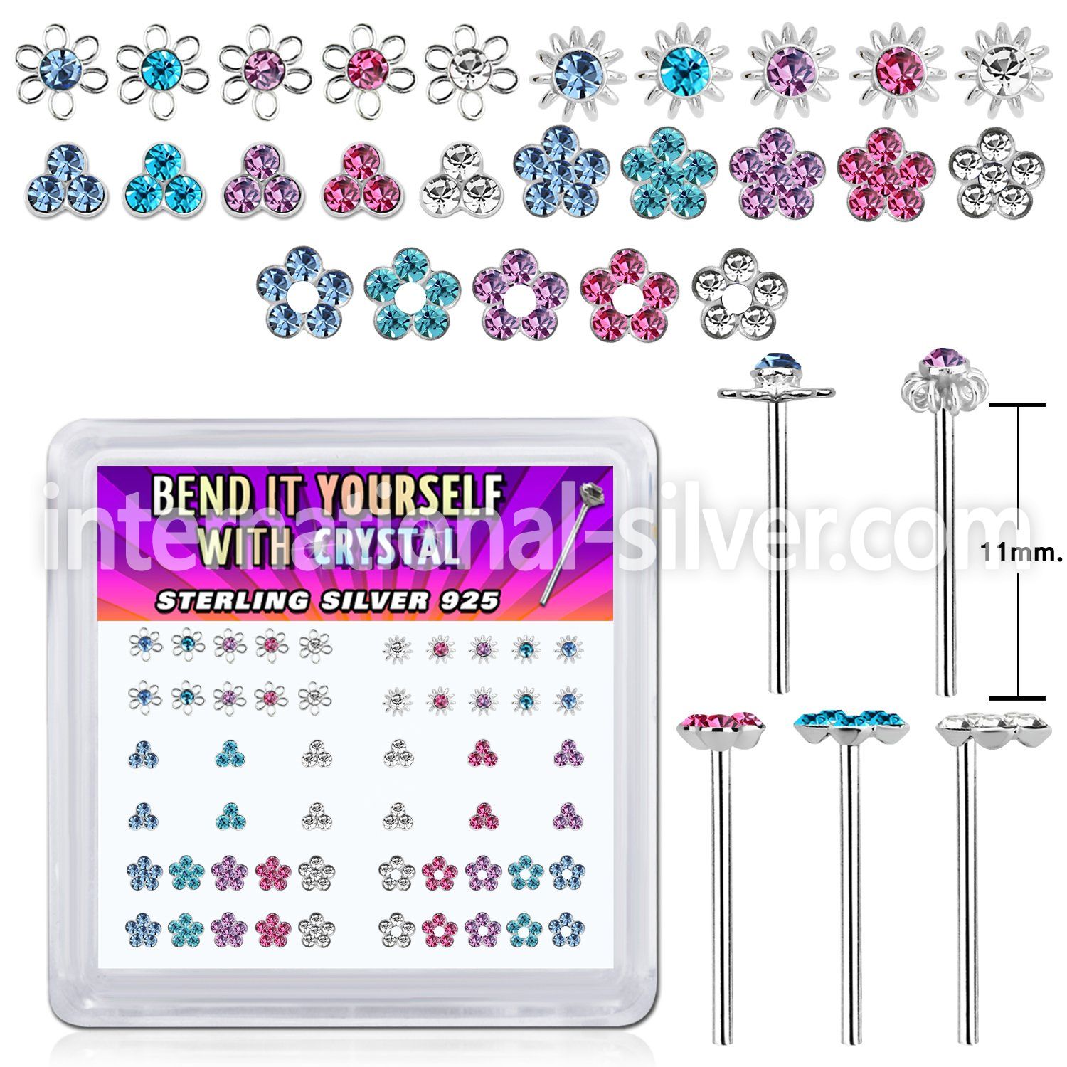 nybxm7m 925 silver bend it yourself nose studs nose piercing