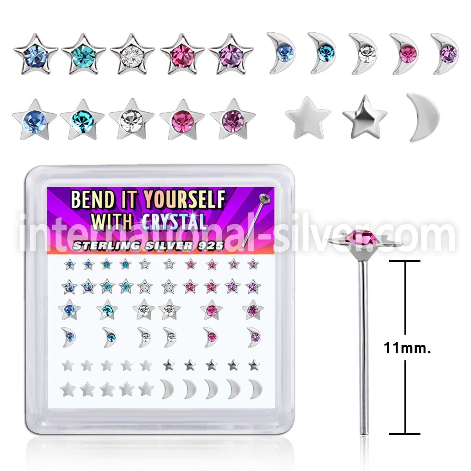 nybxm8m 925 silver bend it yourself nose studs nose piercing