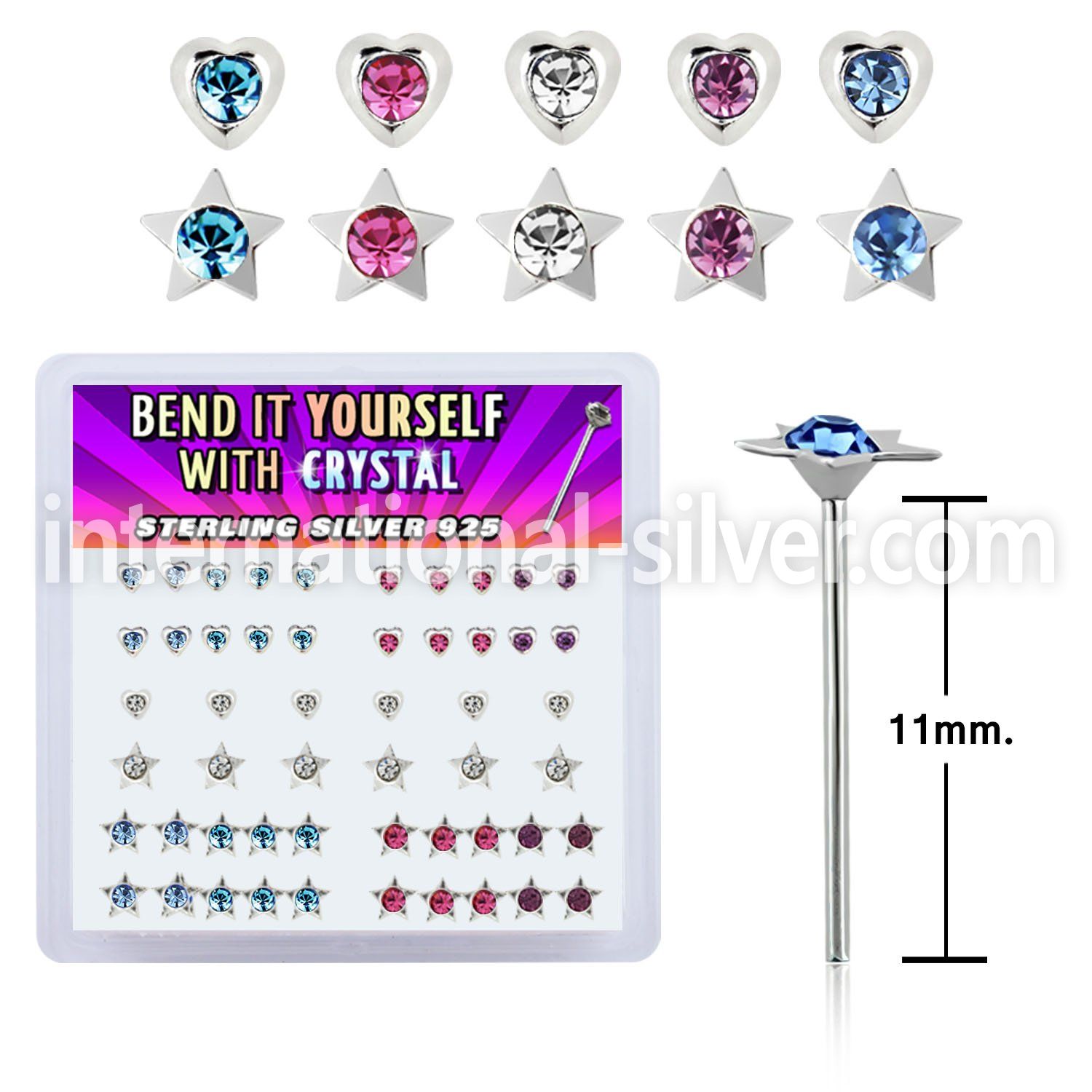 nymhsm bend it to fit nose studs silver 925 nose