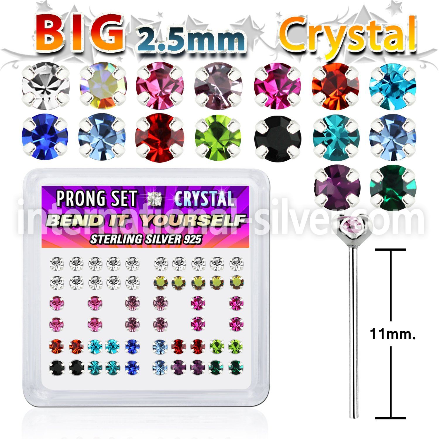 nyp19mx bend it to fit nose studs silver 925 nose