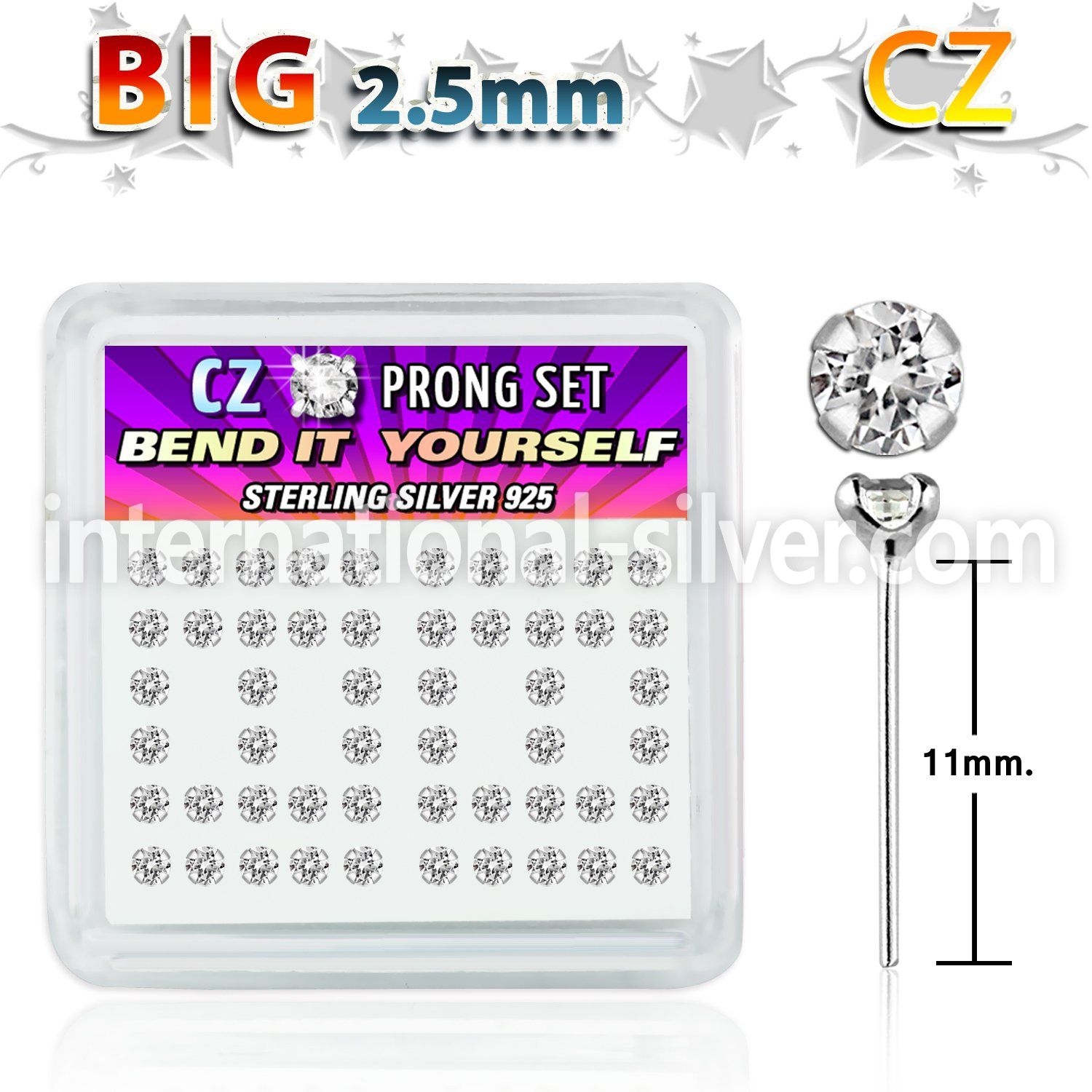 nyzbc25 bend it to fit nose studs silver 925 nose