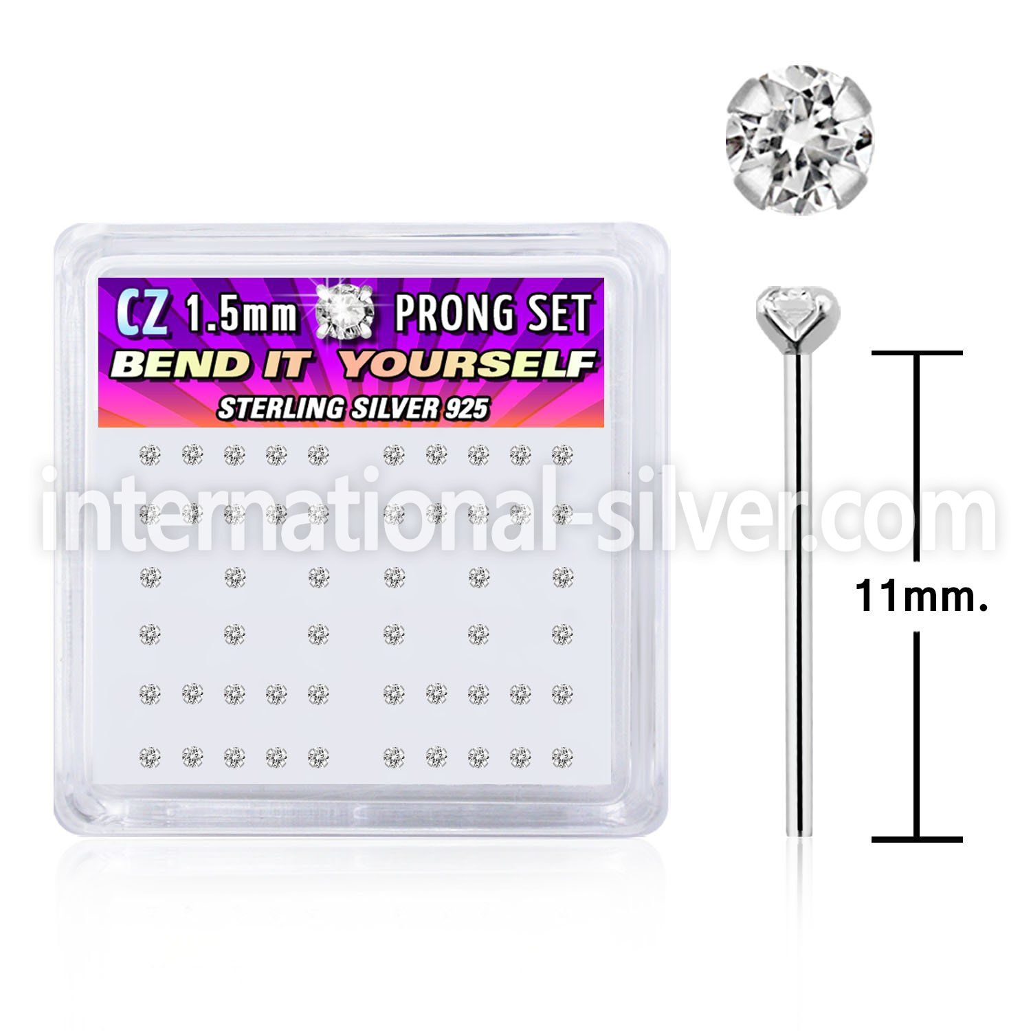 nyzbc bend it to fit nose studs silver 925 nose