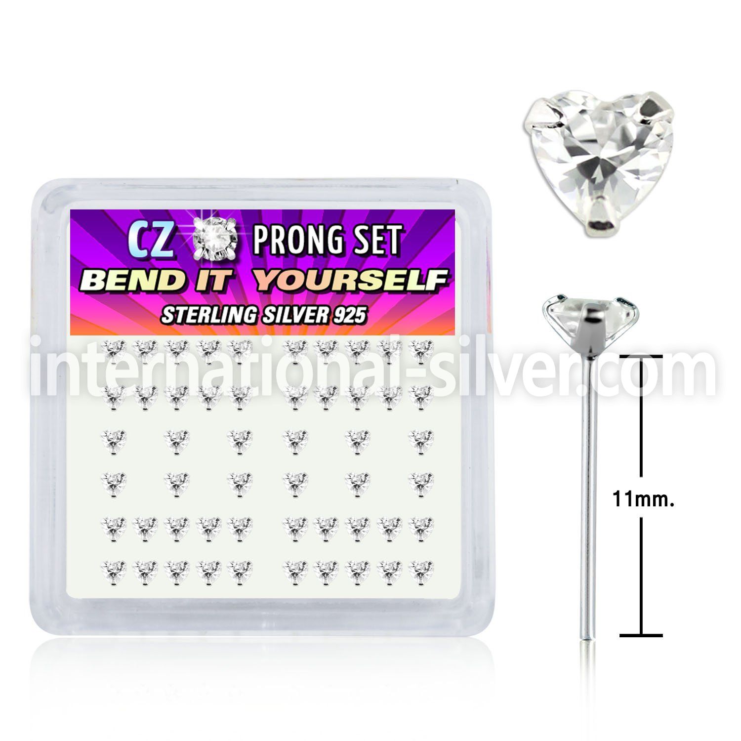 nyzbhc bend it to fit nose studs silver 925 nose