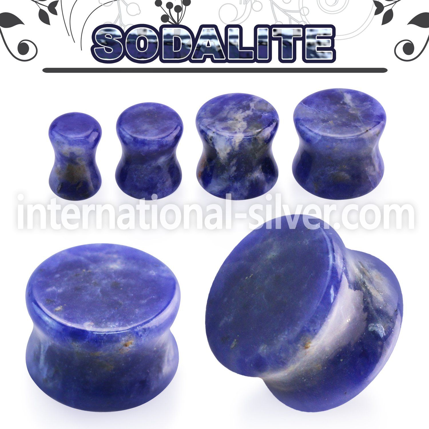 pgsss sodalite stone double flare ear plug