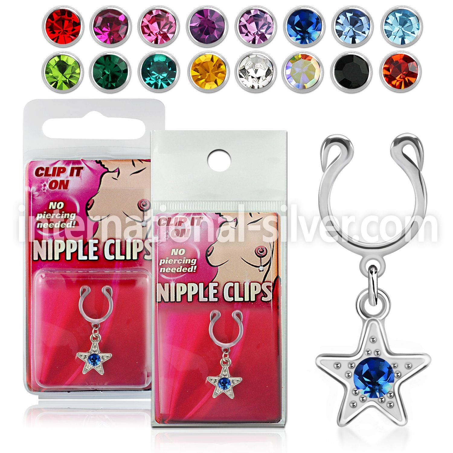 pknp33 steel nonpiercing nipple ring u shape gem in star
