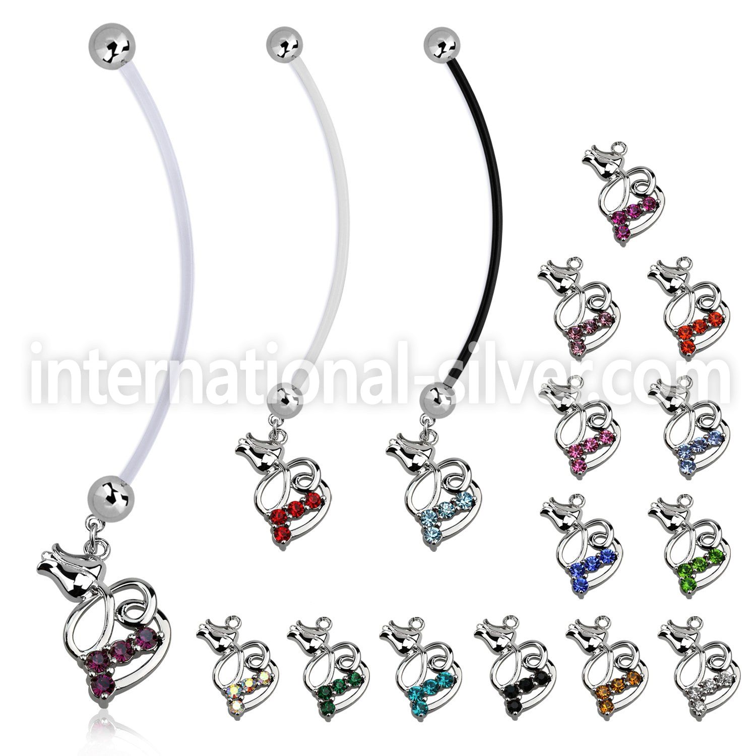 pnd510 pregnancy belly ring w dangling tulip flower 