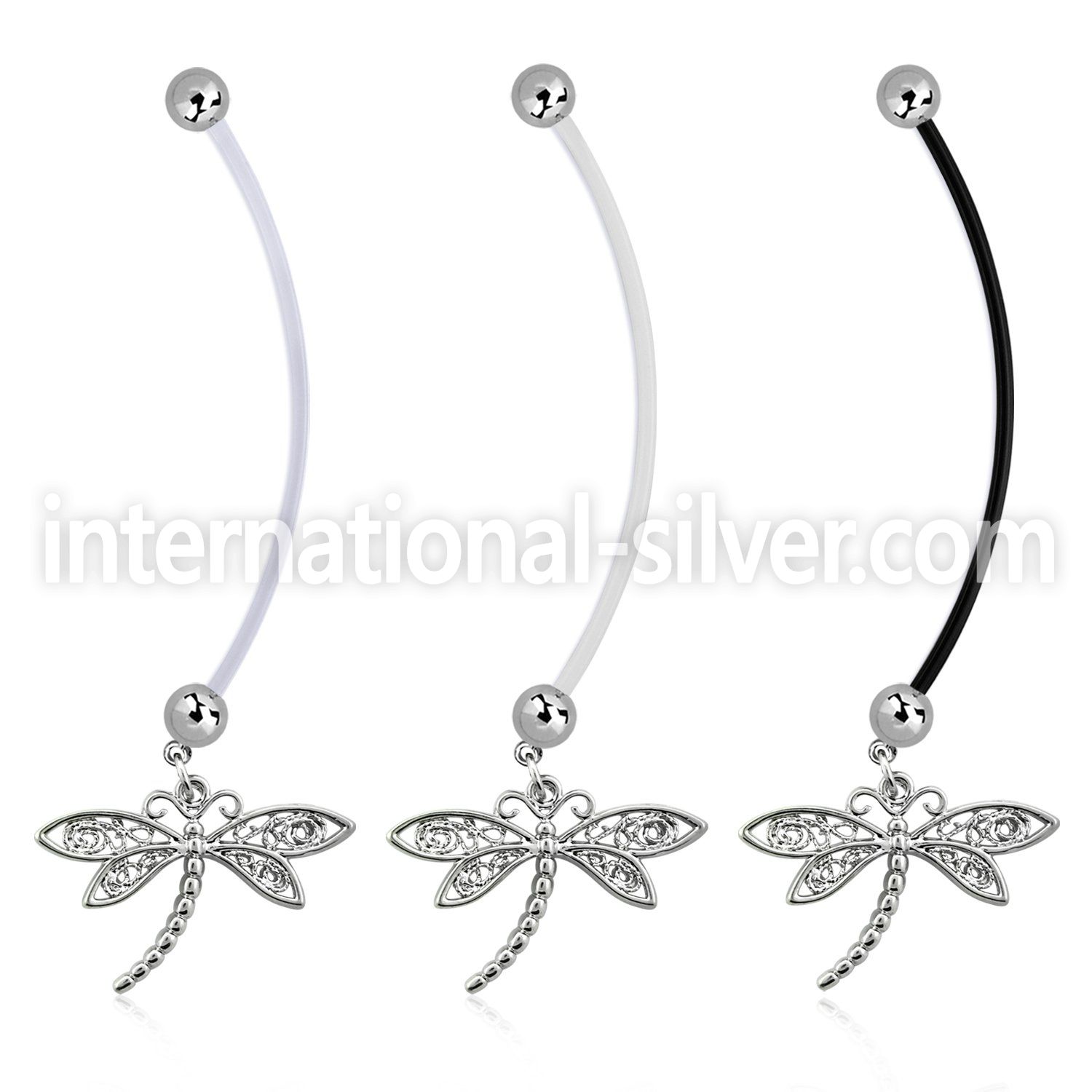 pnd566 pregnancy belly ring w dangling dragonfly 