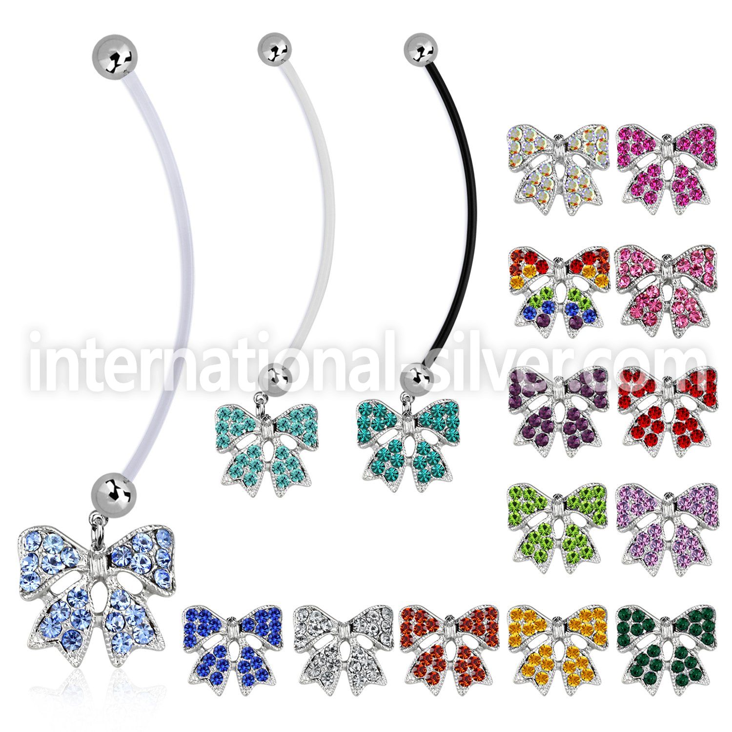 pnd595d pregnancy belly ring w dangling multi crystal ribbon 