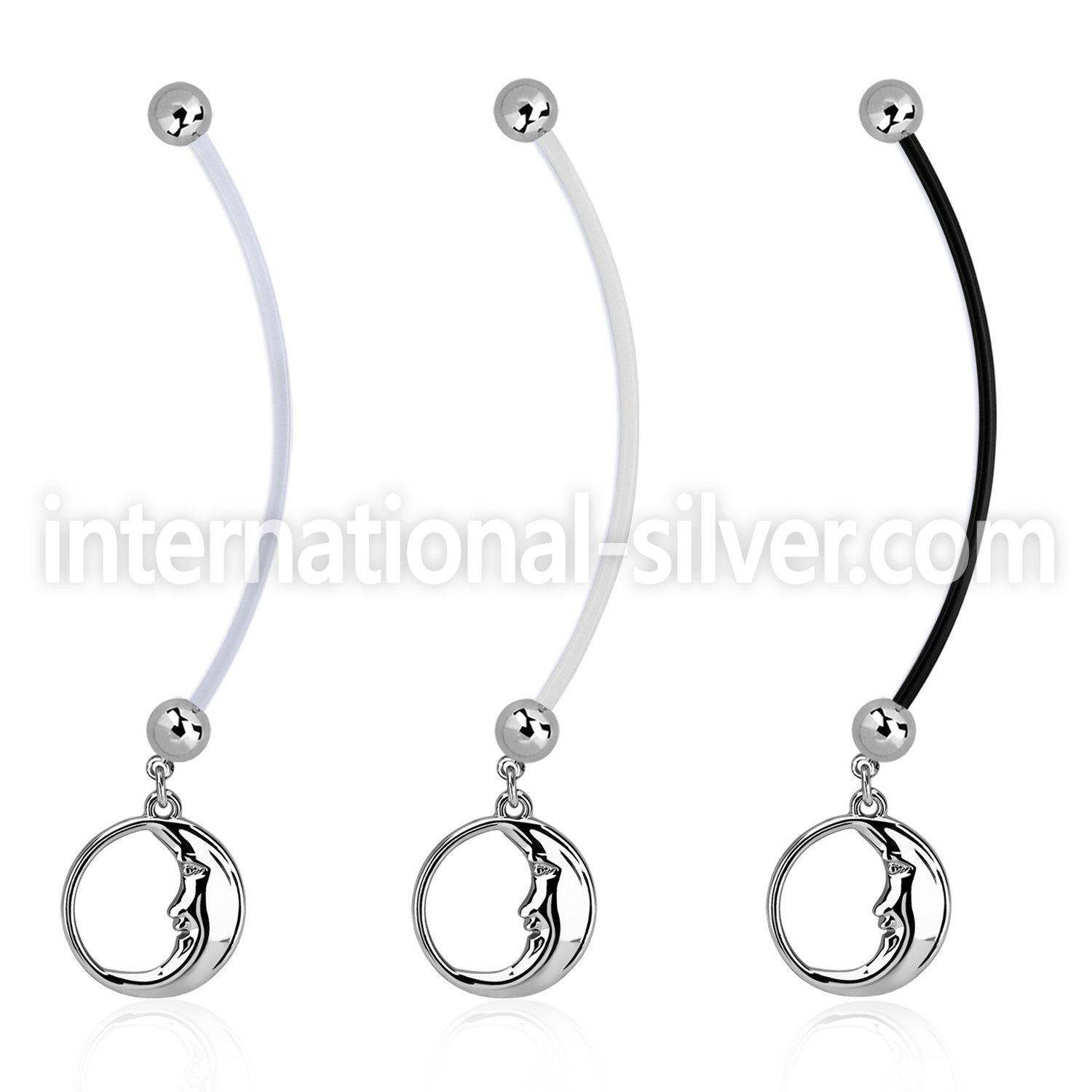 pnd733 pregnancy belly ring w dangling sleepy moon 