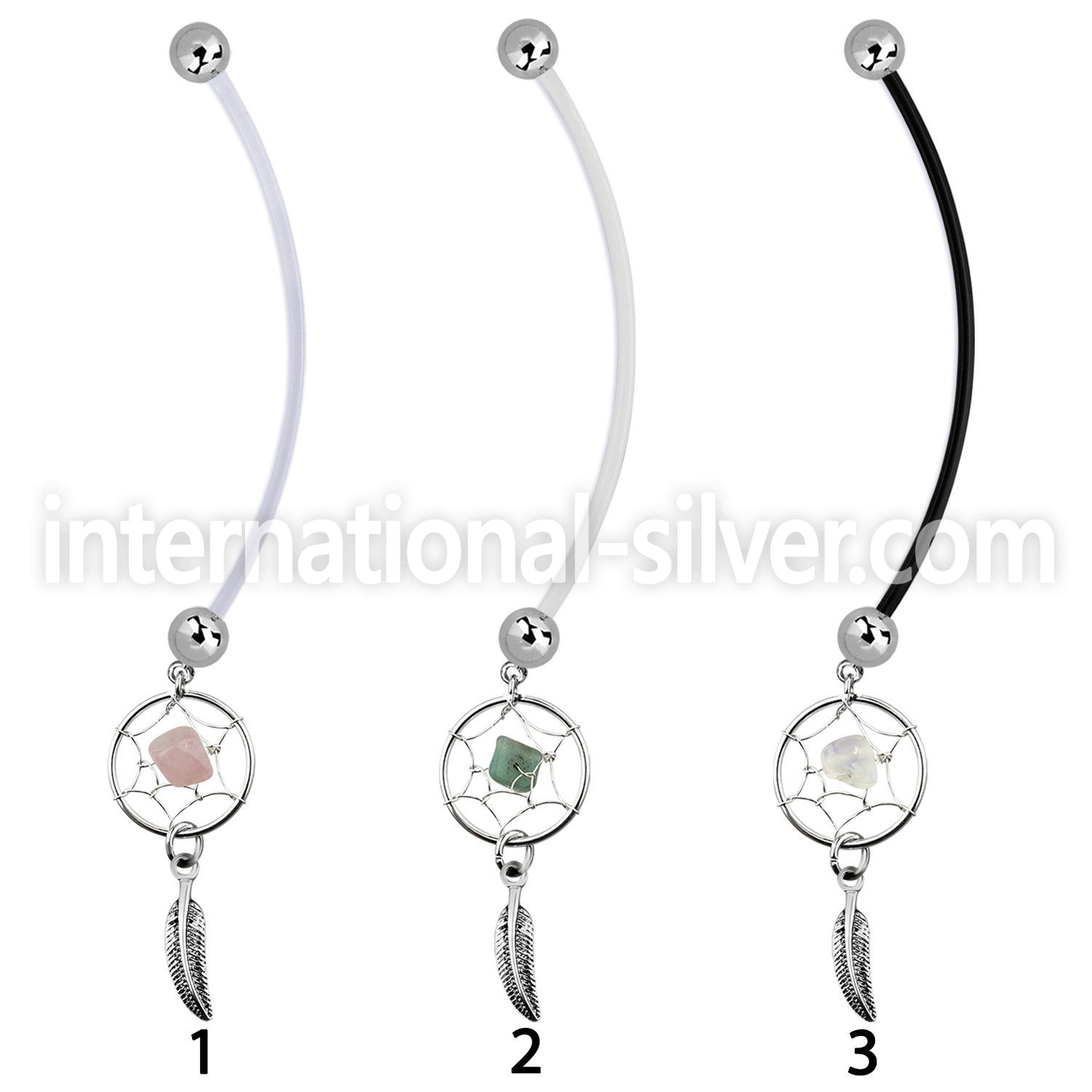 pndvd1 pregnancy belly ring w dangling silver dream catcher