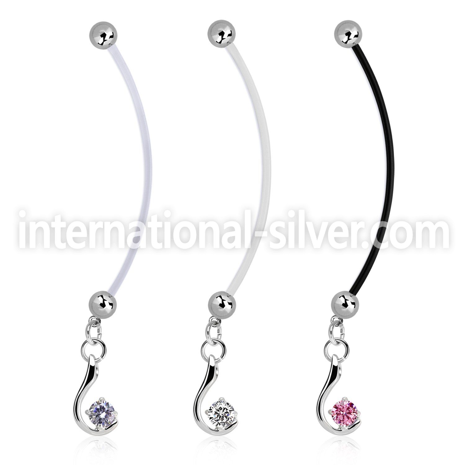 pndz730 pregnancy belly ring w dangling with a single cz