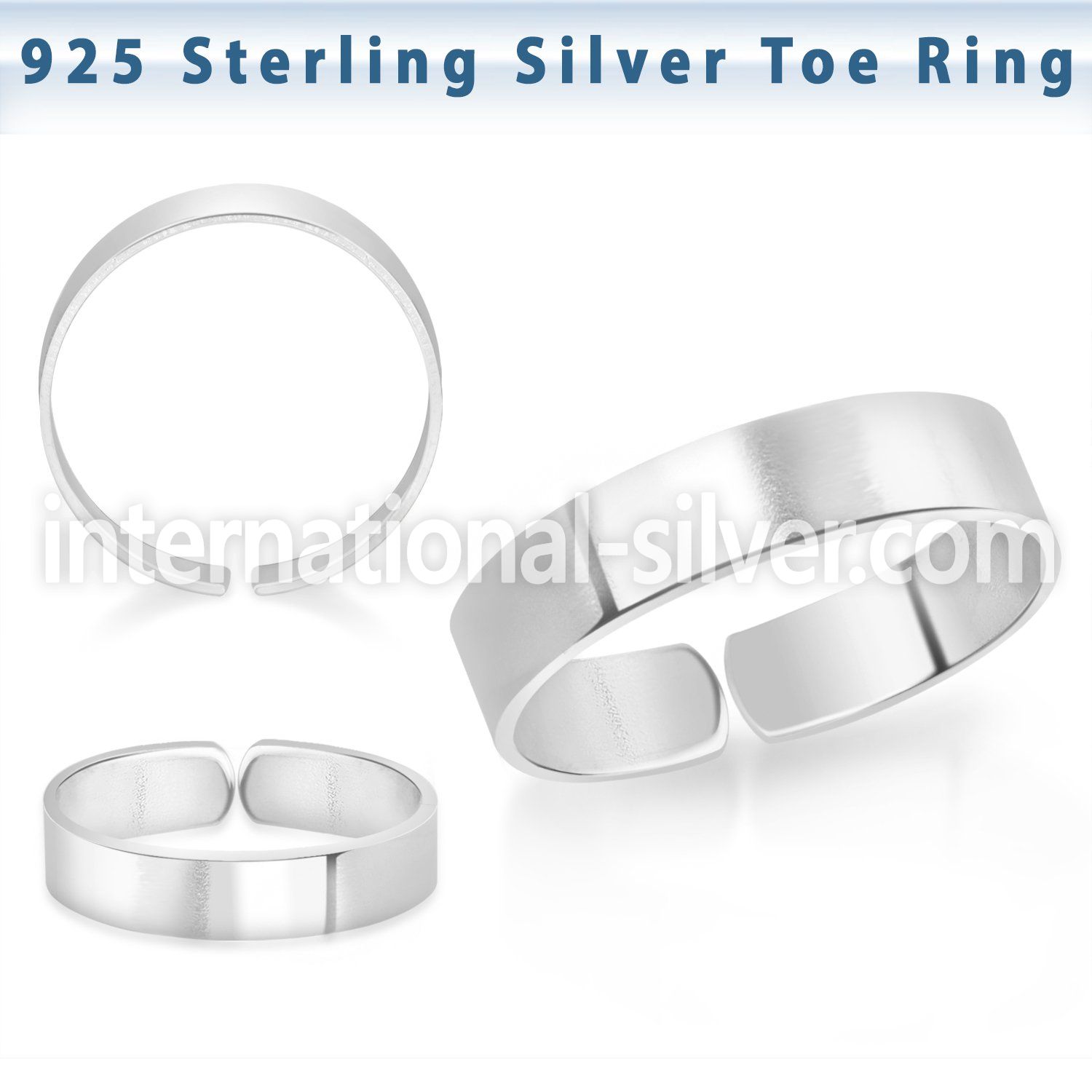 pt510 silver adjustable toe ring smooth