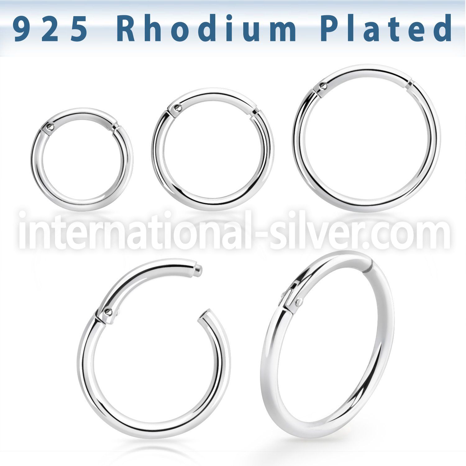 rhsegh18 rhodium plating silver hinged segment hoopr 18g