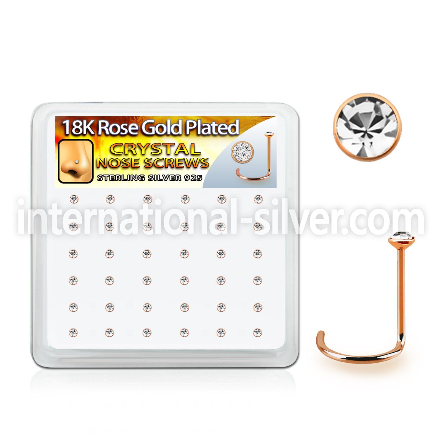 rsnwbxc box rose gold plated silver nose screws w 1.5mm crystals