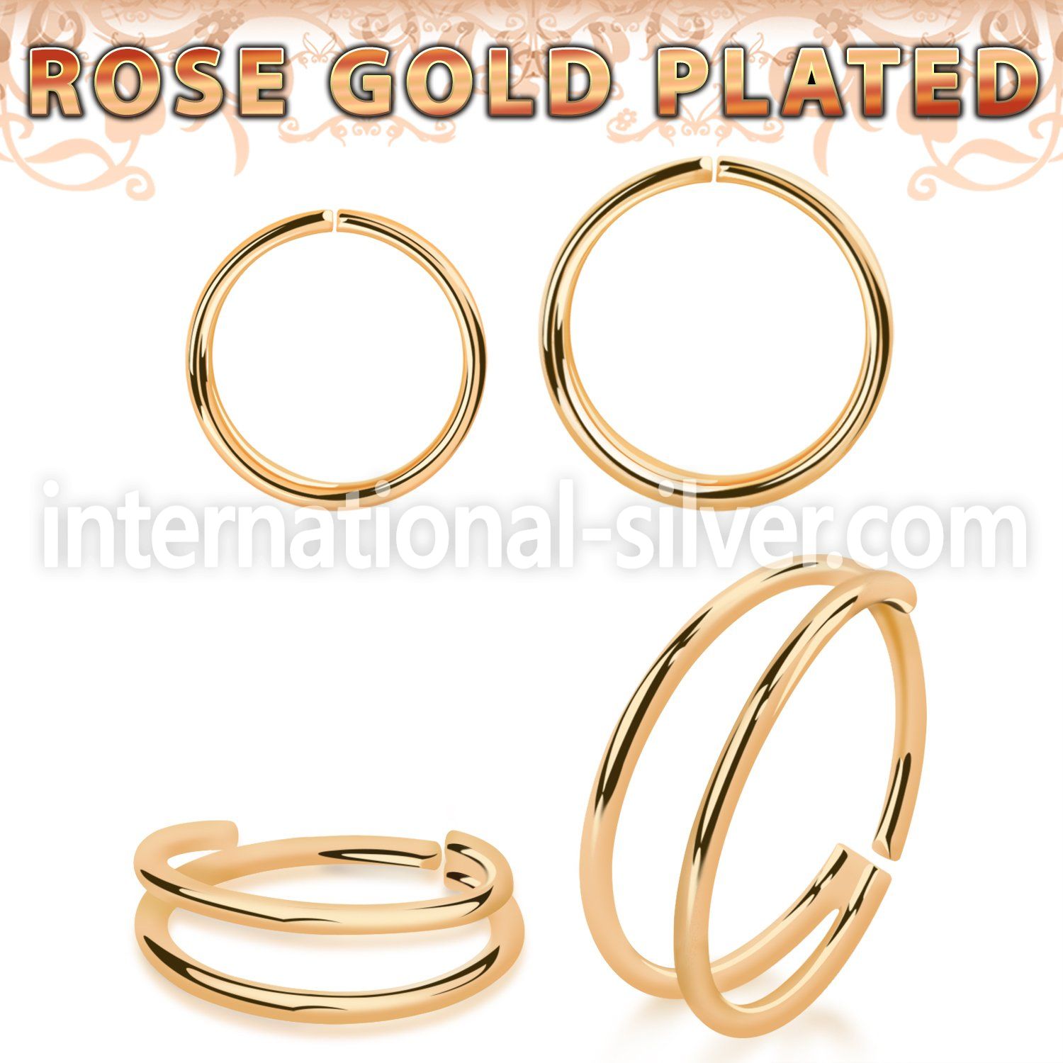 rssee rose gold plating silver seamless nose hoop double