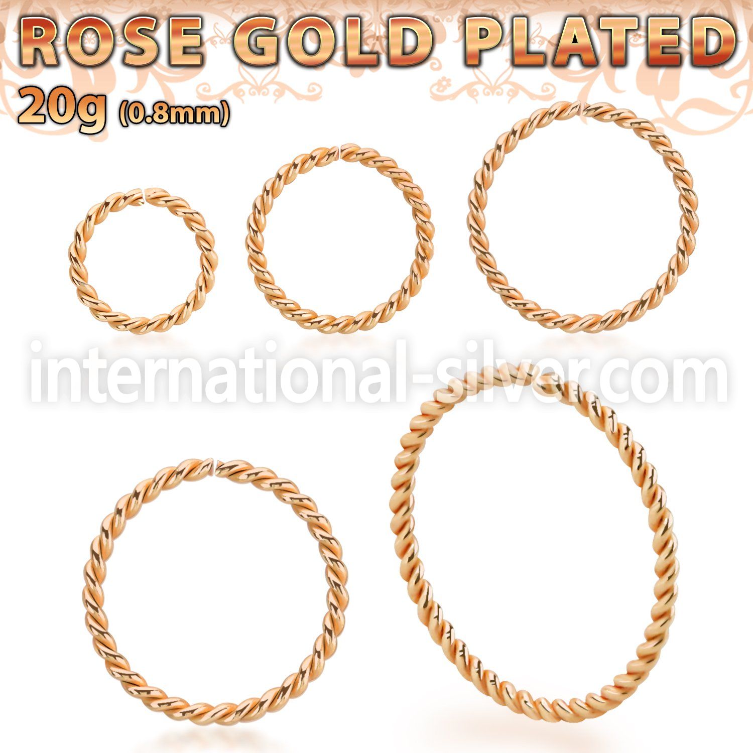 rsselw20 rose gold plating silver seamless ring 20g twisted