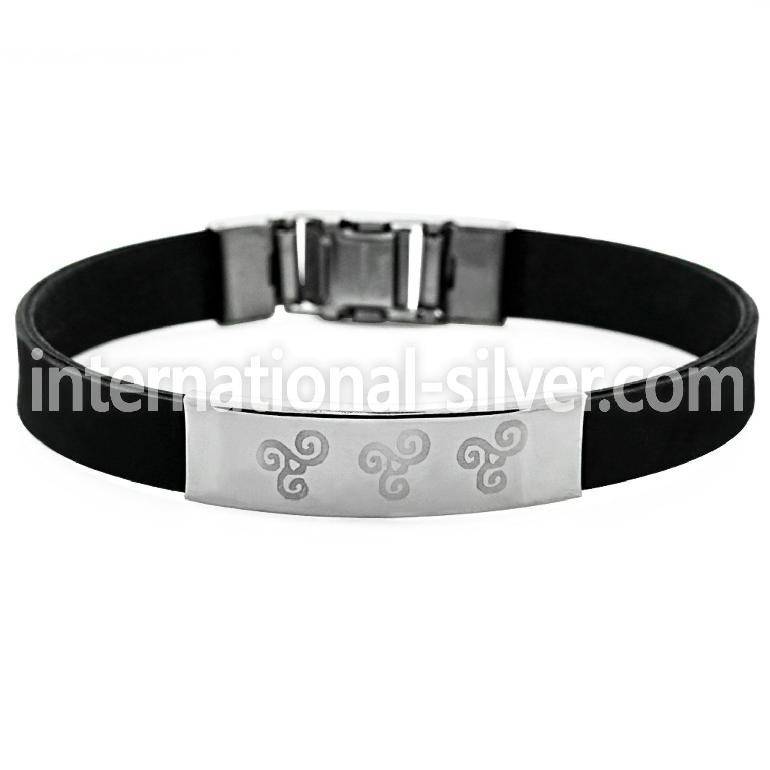 sbb42 rubber bracelet with three triskele on matte plate