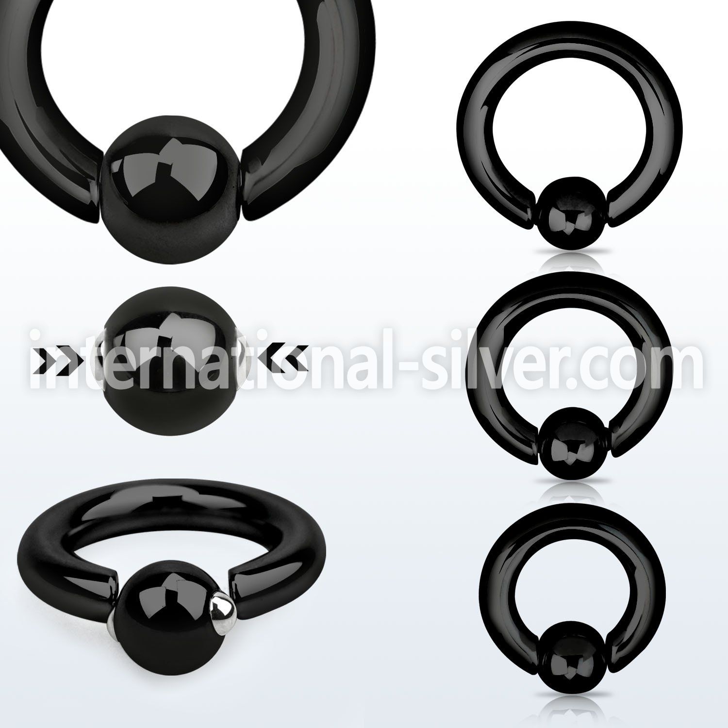 sbcrt6 hoops captive rings anodized surgical steel 316l ear lobe
