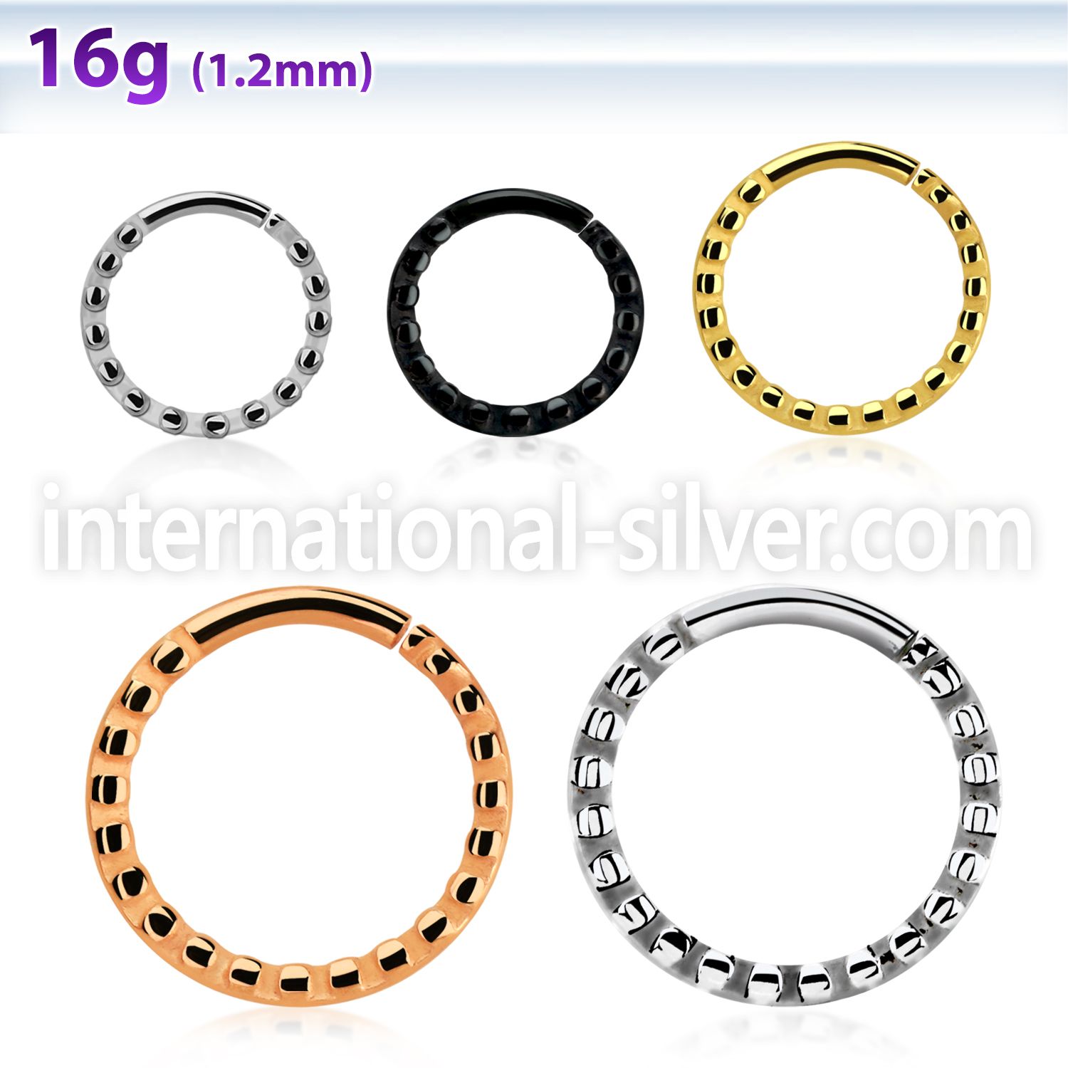 sepdd annealed steel seamless septum ring 16g w rough pattern