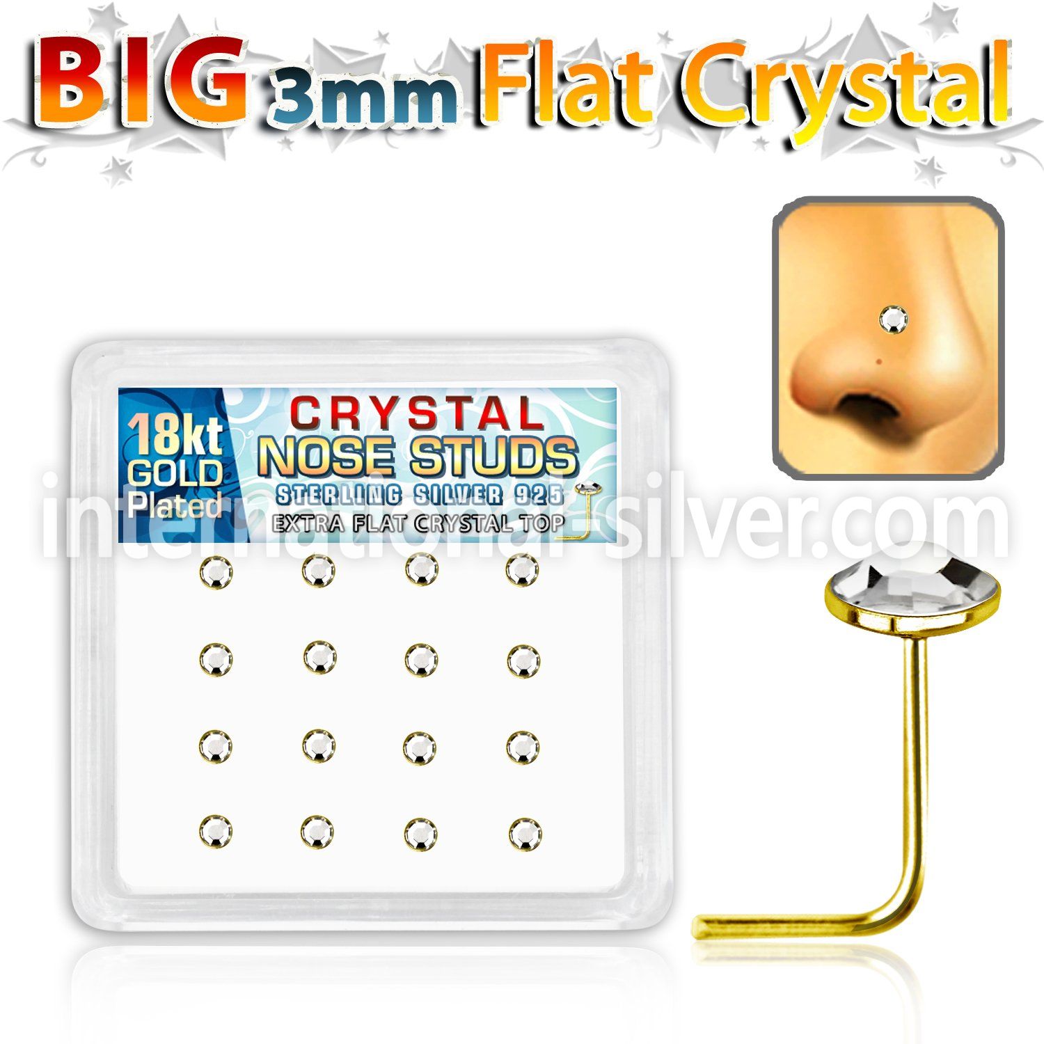 sfbrg16c l shape nose studs silver 925 nose