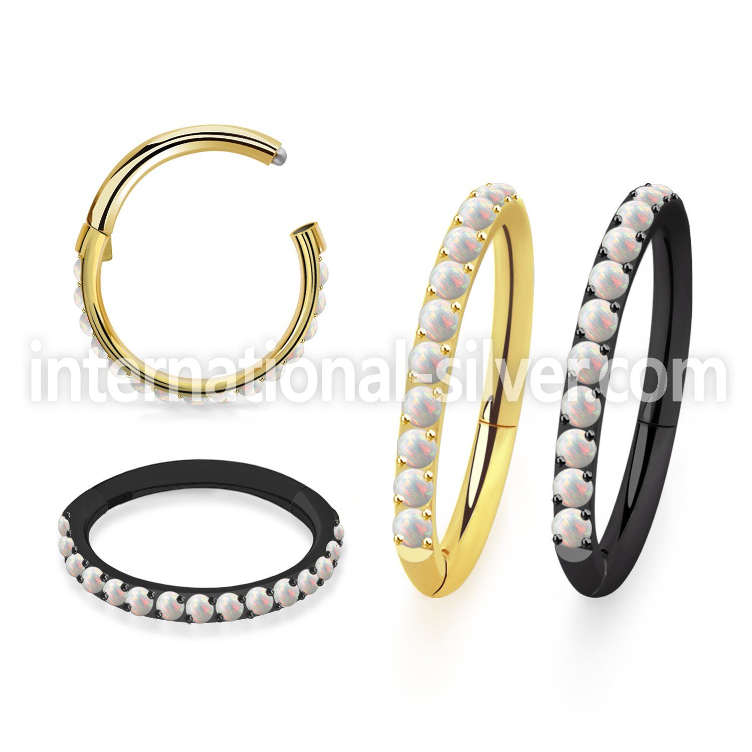 sgsh10opt pvd steel hinged segment hoop 16g outward opals