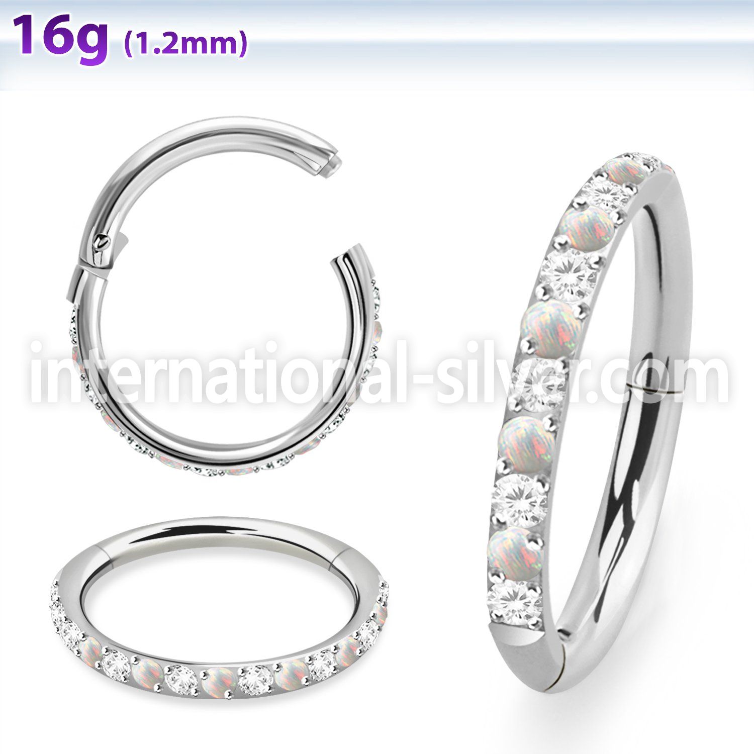 sgsh10zo steel 16g hinged segment hoop outward facing cz