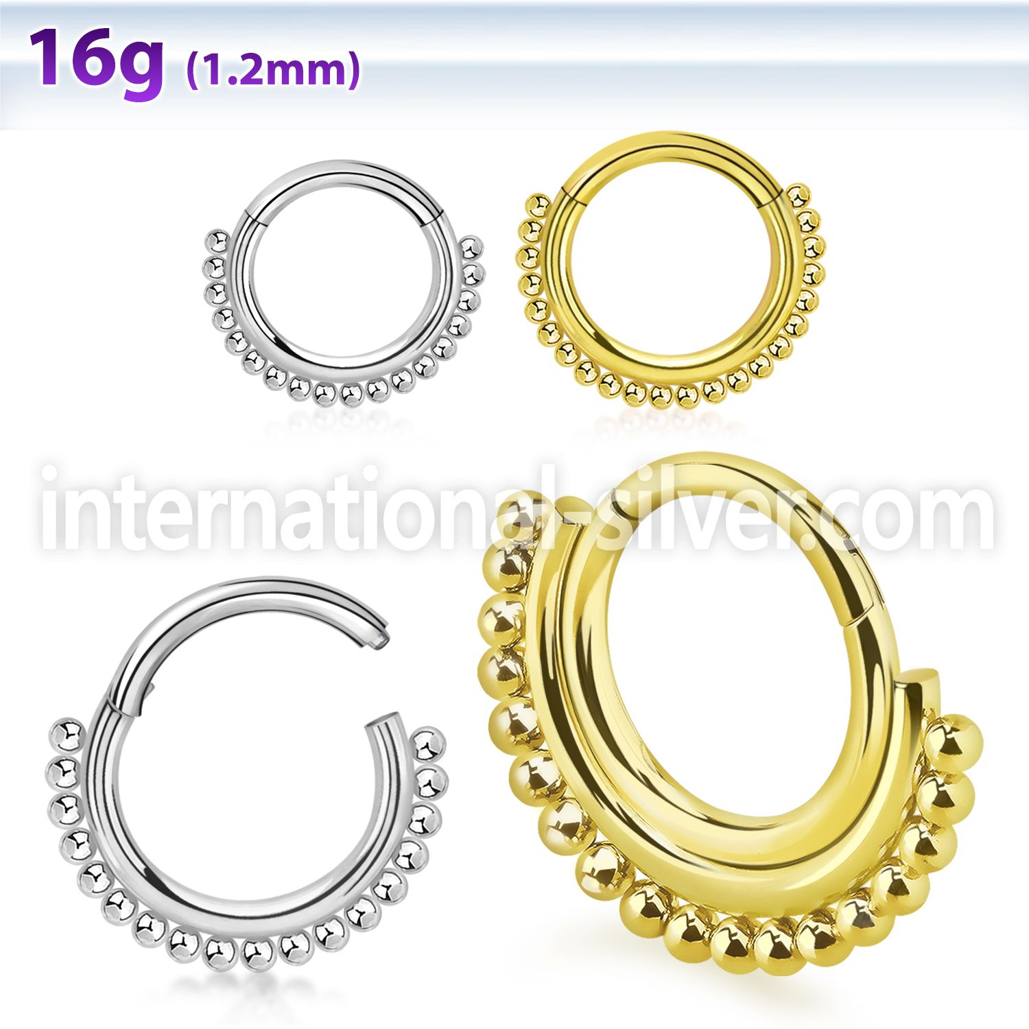 sgsh16 surgical steel hinged segment hoop chain balls