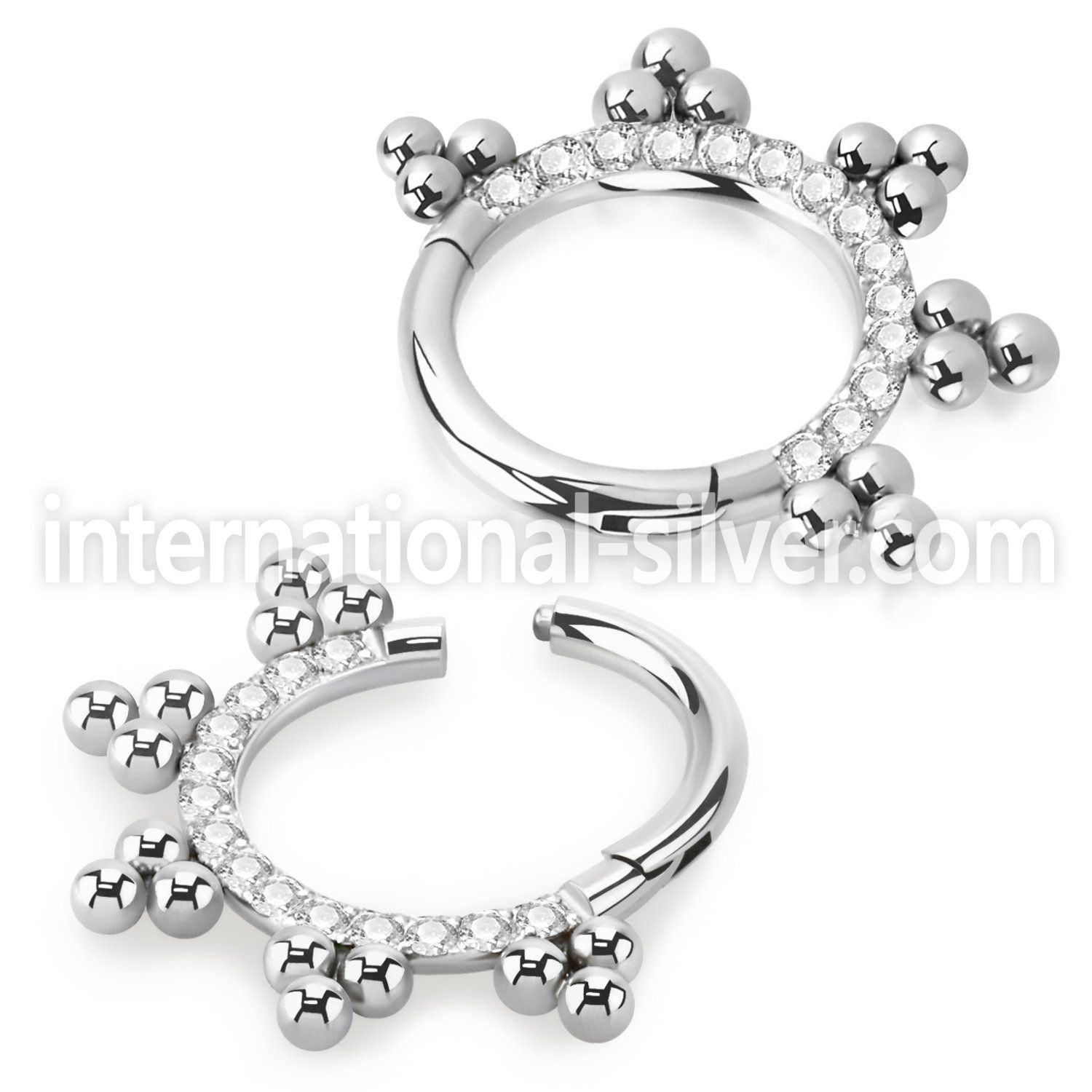sgsh17 surgical steel hinged segment hoop bohemian cz stones