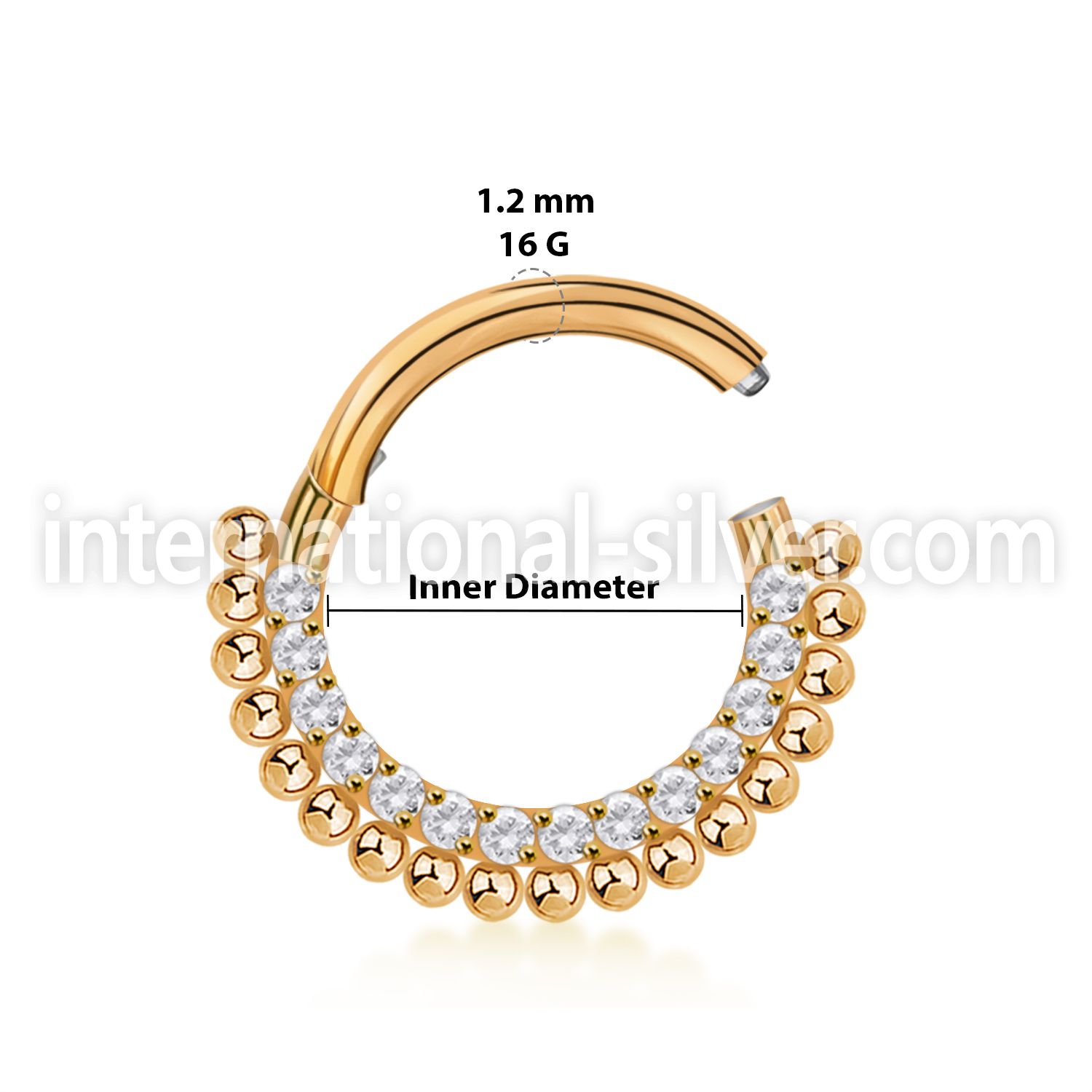sgsh18 surgical steel hinged segment hoop cz chain balls