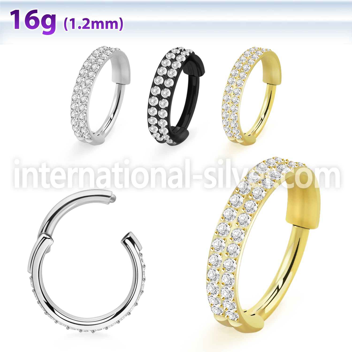 sgsh22 steel hinged segment hoop 16g double line outward cnc