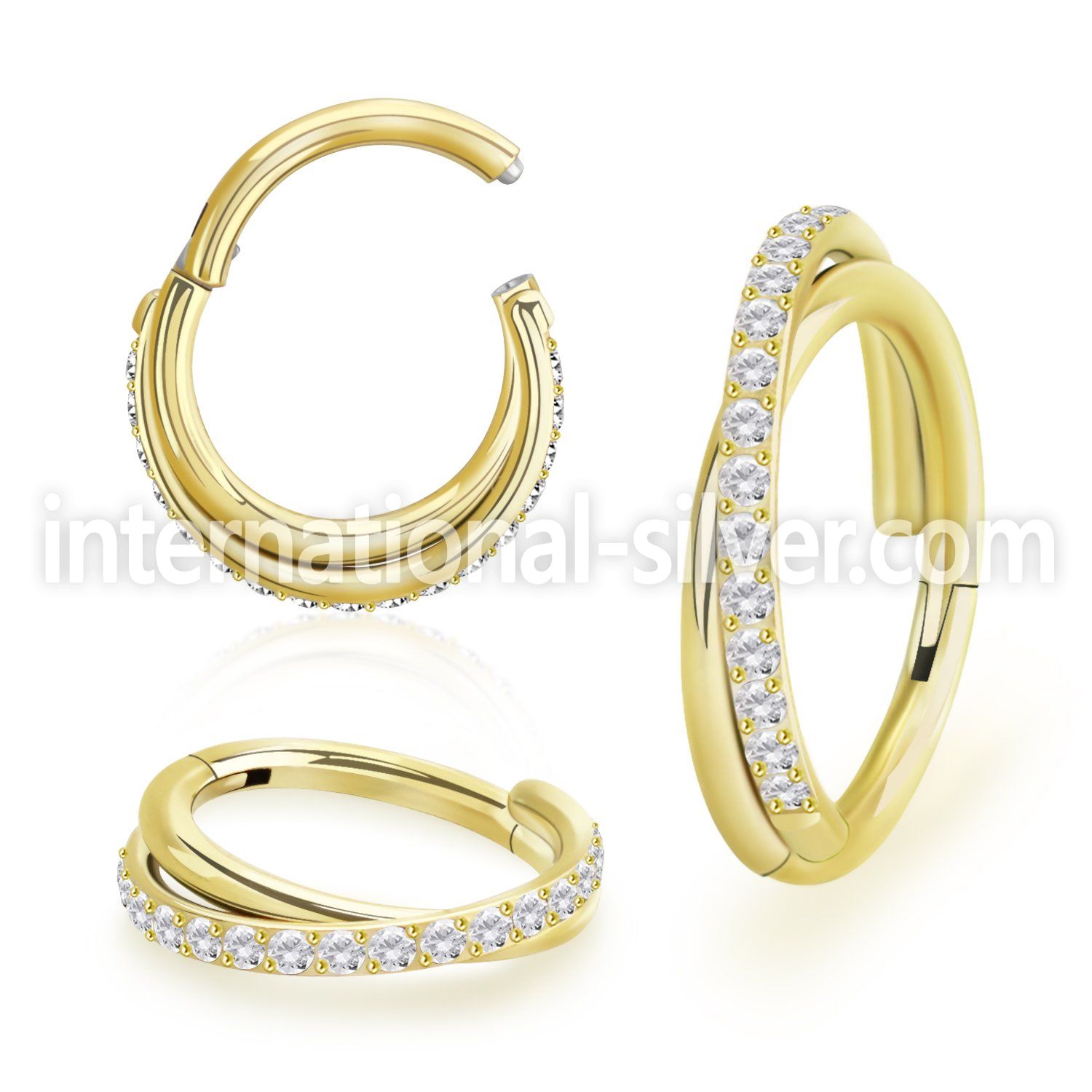 sgsh45t pvd plating steel hinged segment hoop 16g cross cnc