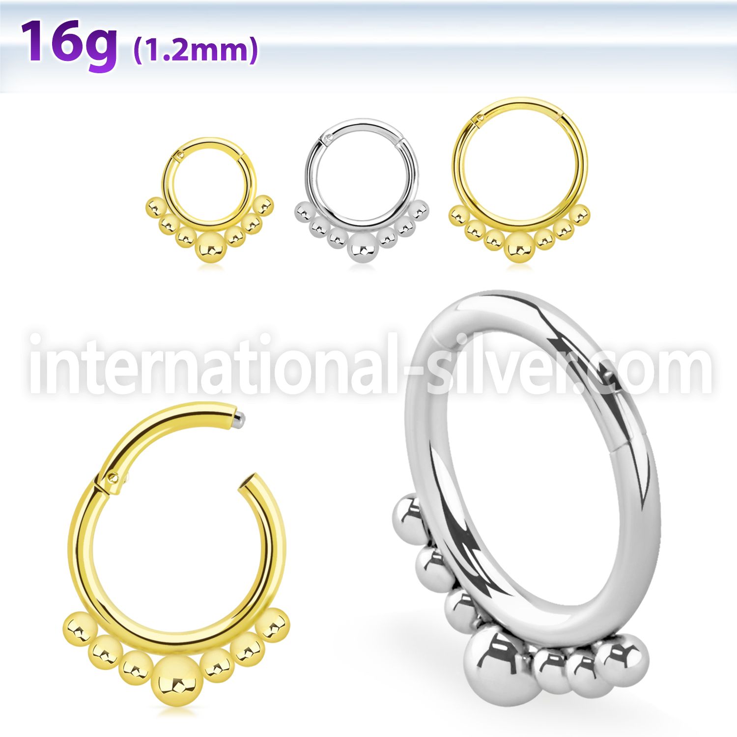 sgsh4 surgical steel hinged segment hoop multi ball