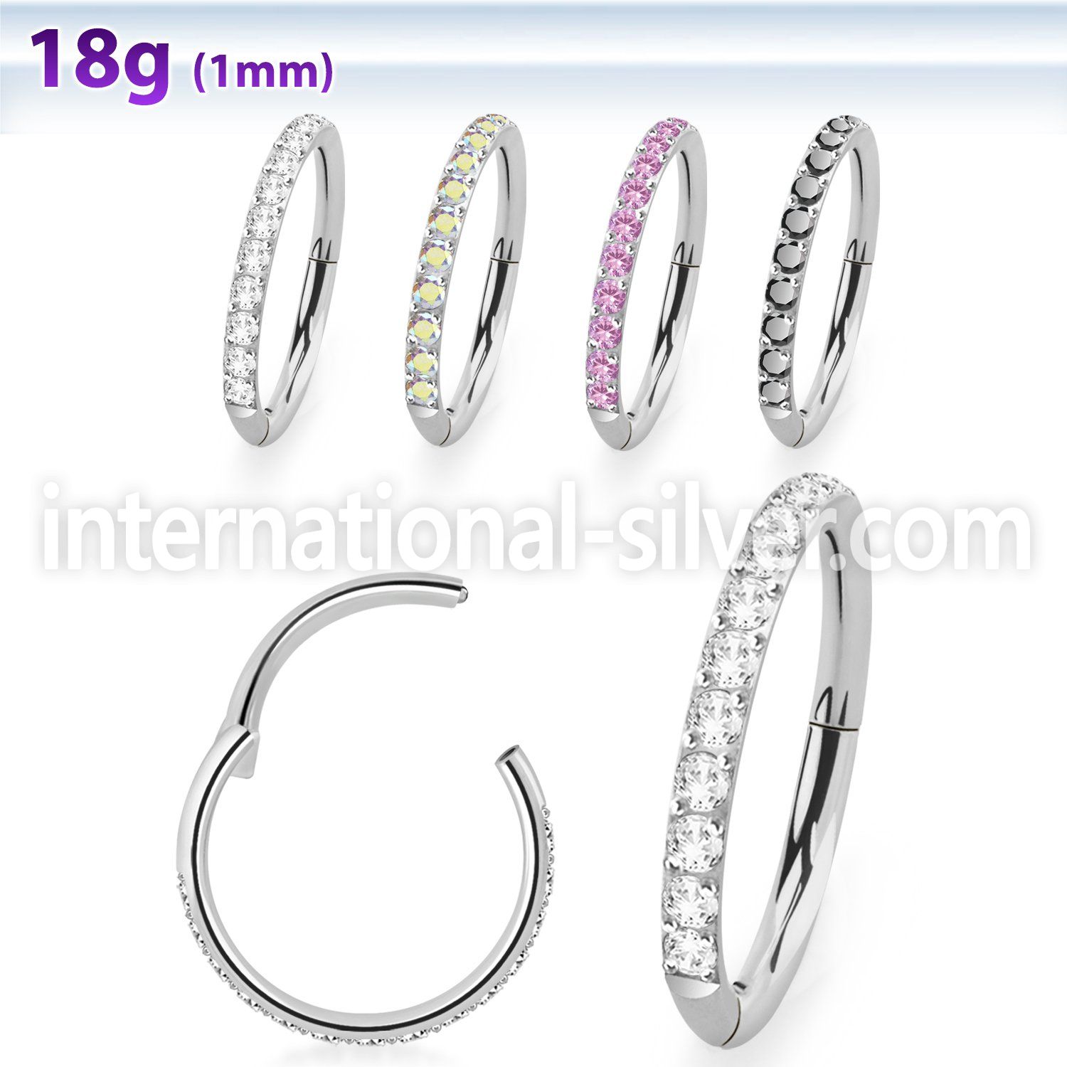 sgshs10 steel hinged segment hoop 18g cnc pave set cz