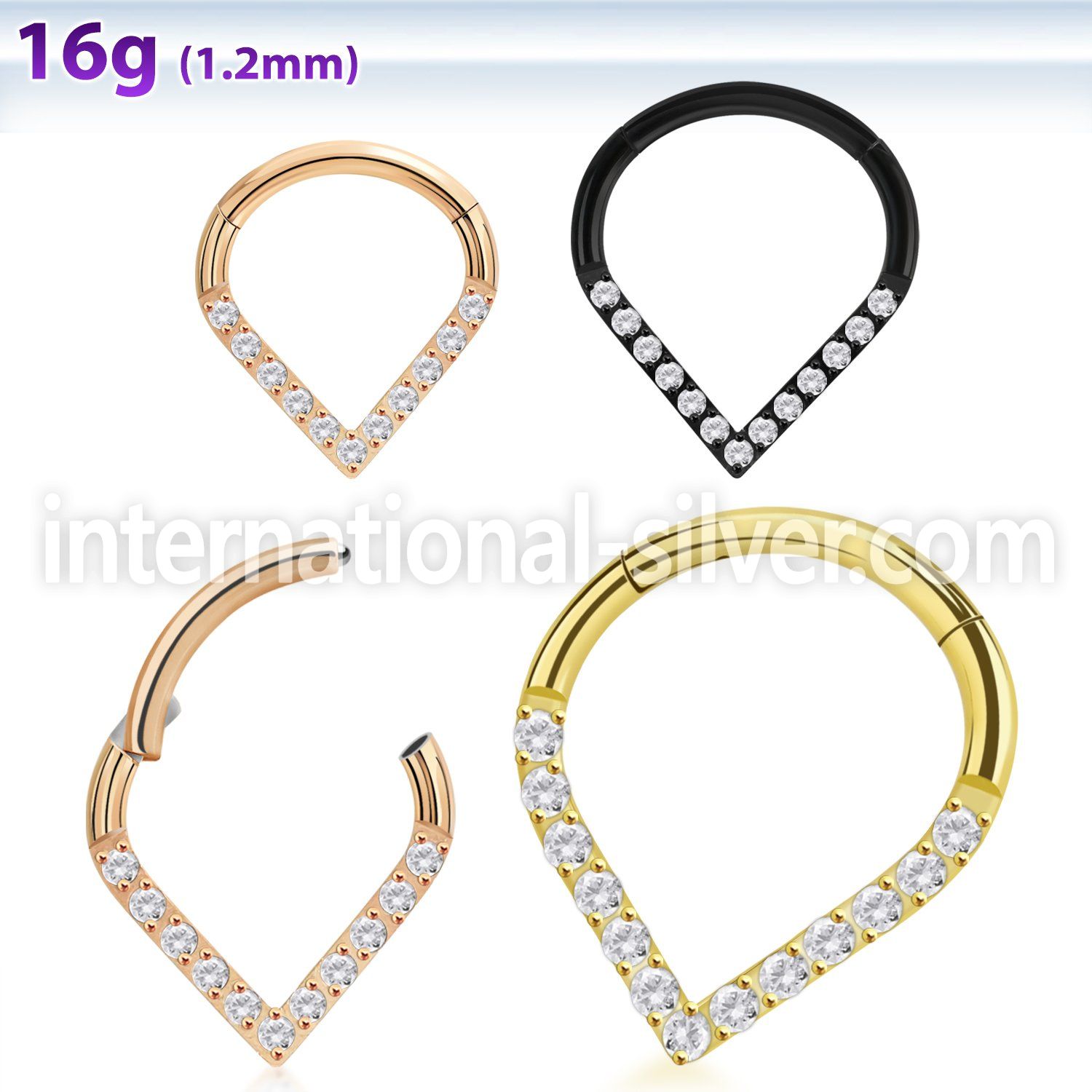 sgtsh15 anodized surgical steel hinged segment hoop cz