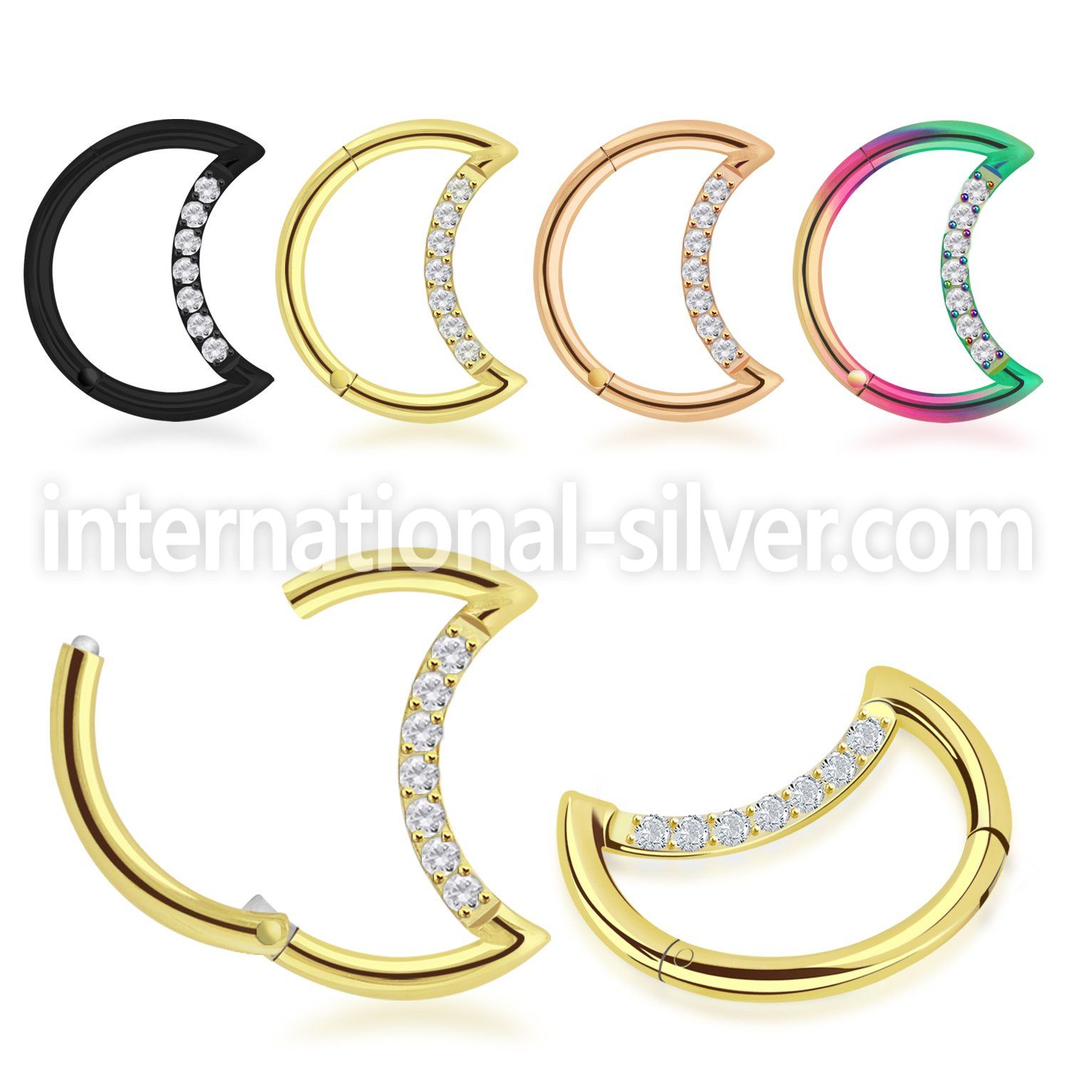 sgtsh1 pvd plating steel hinged segment hoop crescent moon